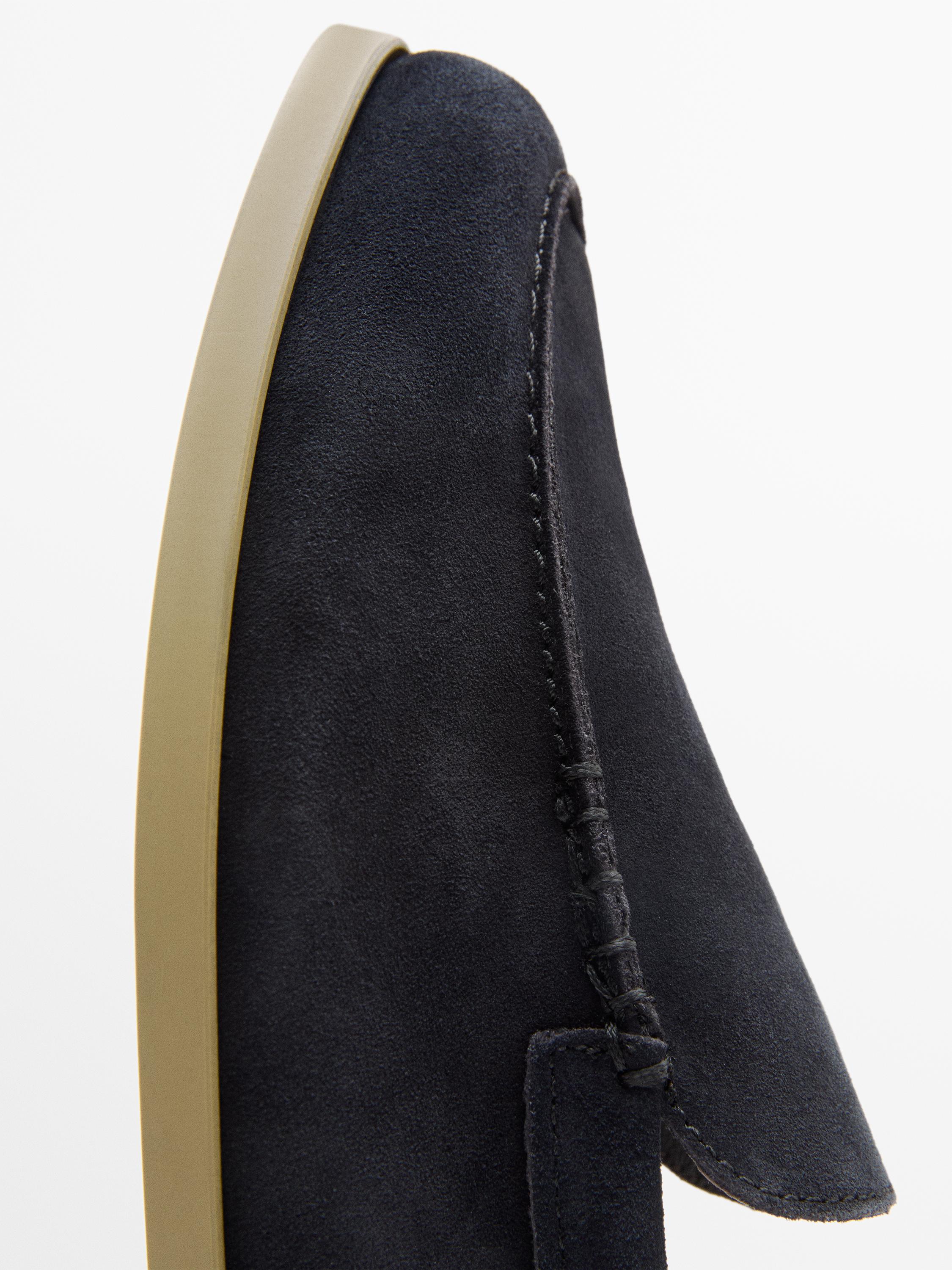 Soft split leather loafers — Dark blue