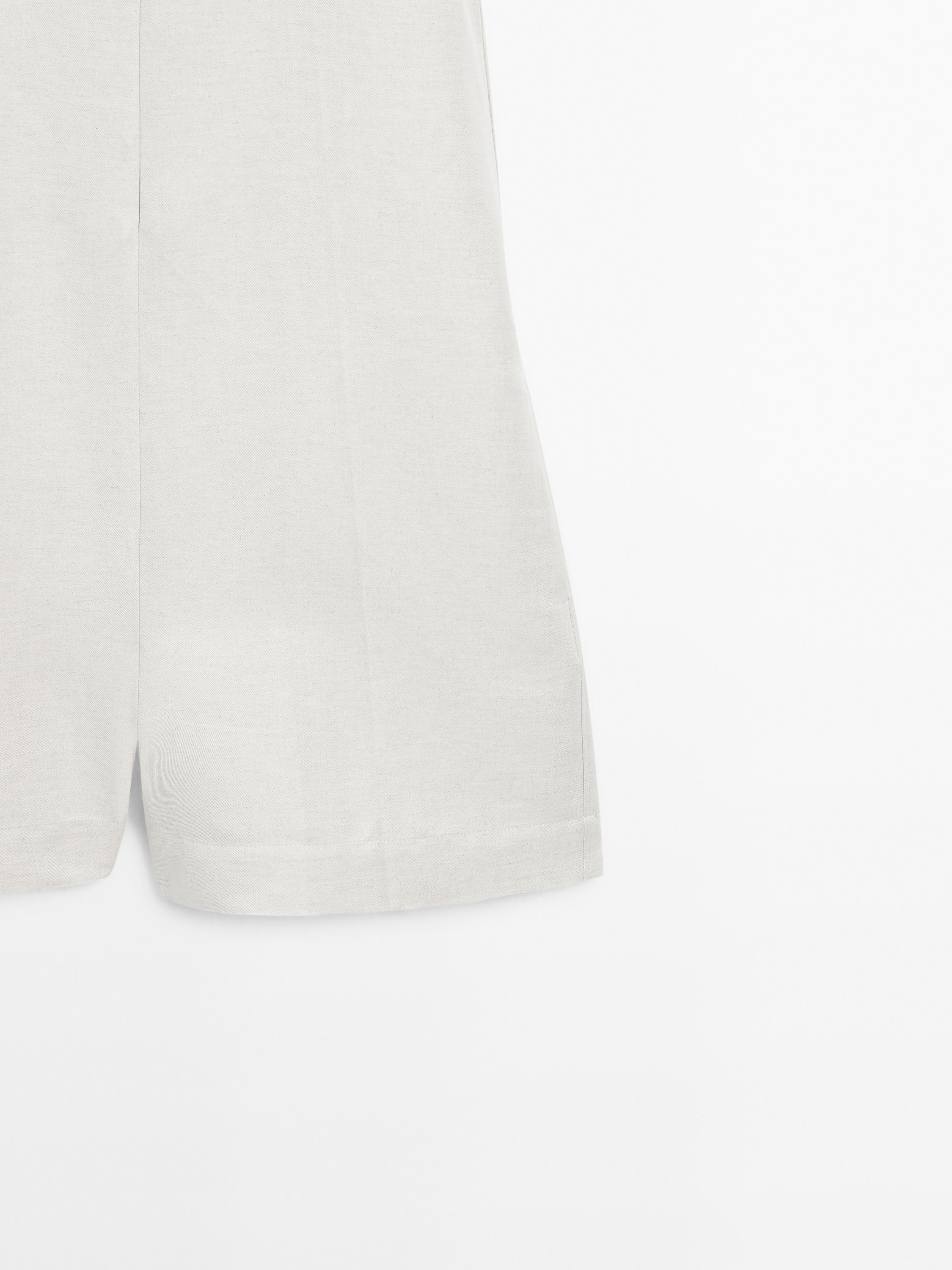 Linen blend short jumpsuit