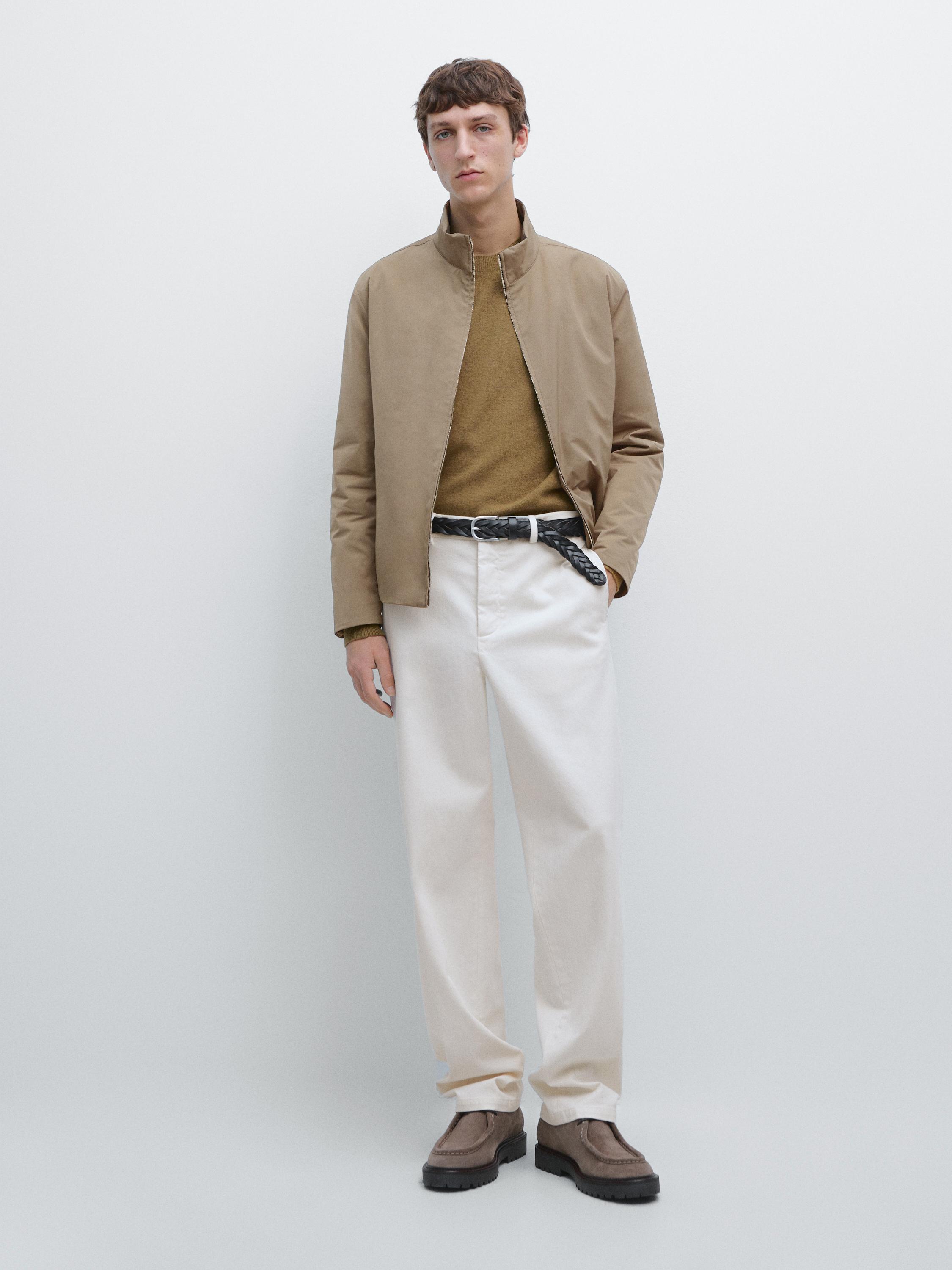 Cotton twill pants with elasticated waistband — Off white