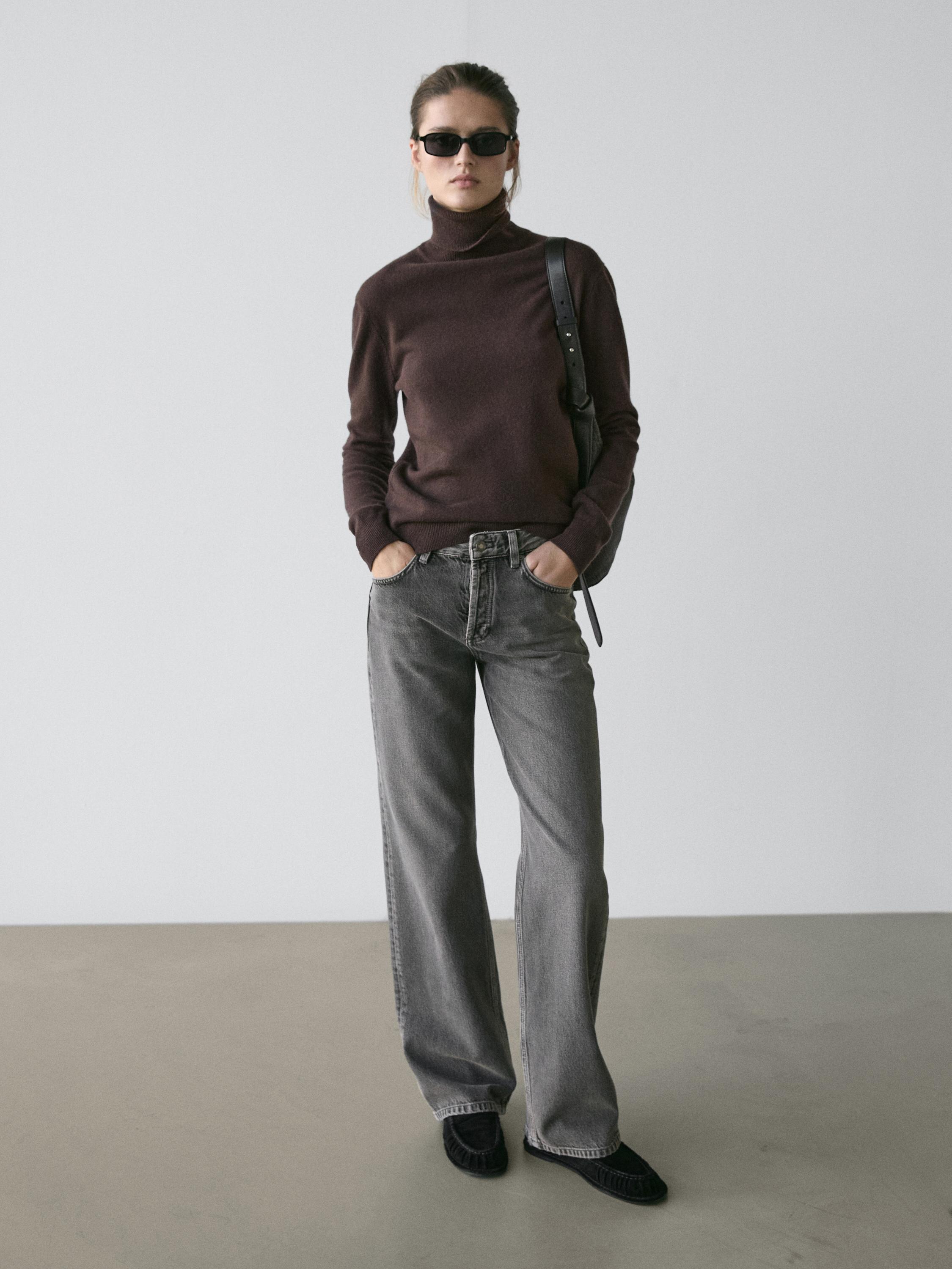 Mid-rise wide-leg jeans — CHARCOAL