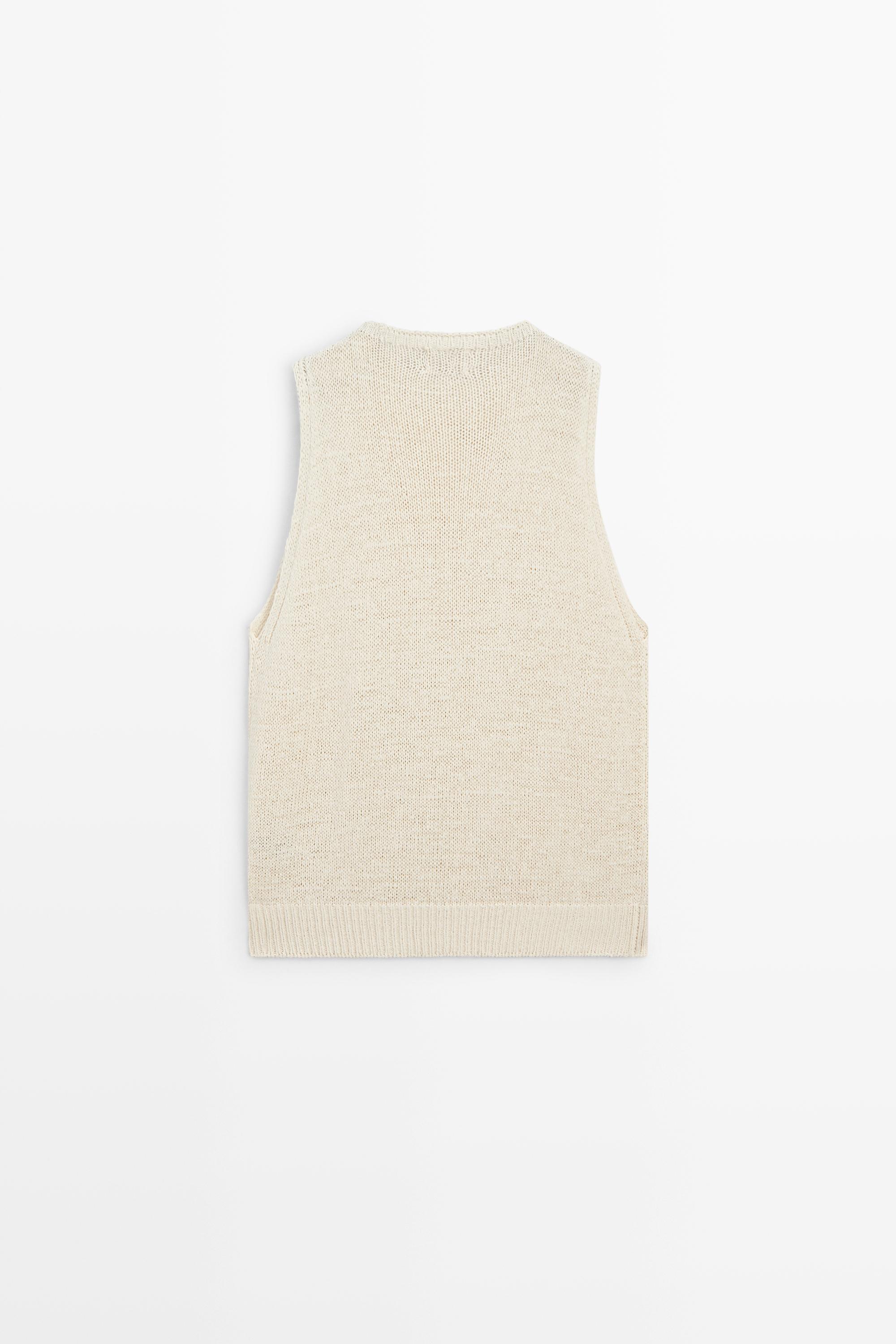 STUDIO Silk-Blend Knit Halter Top — CREAM