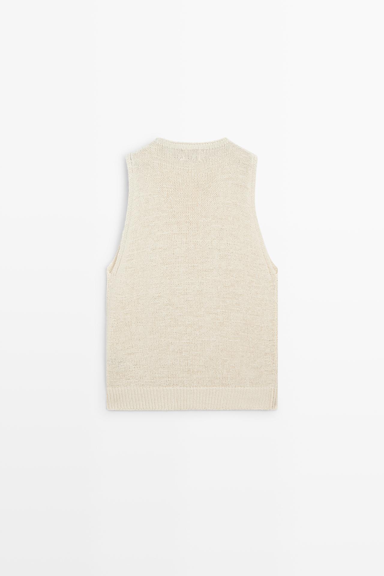 STUDIO Silk-Blend Knit Halter Top — CREAM