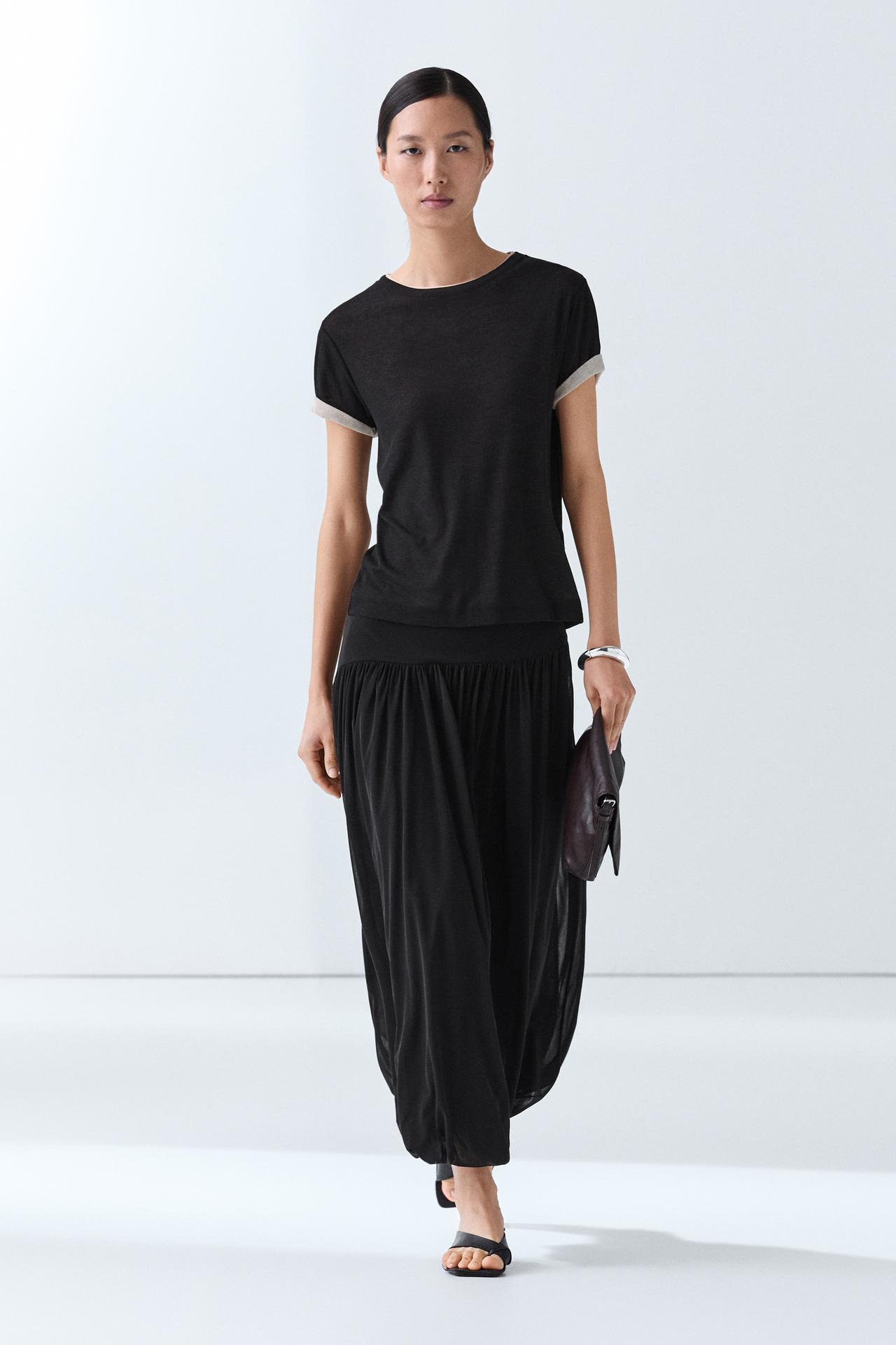 Double-layer short sleeve T-shirt — BLACK
