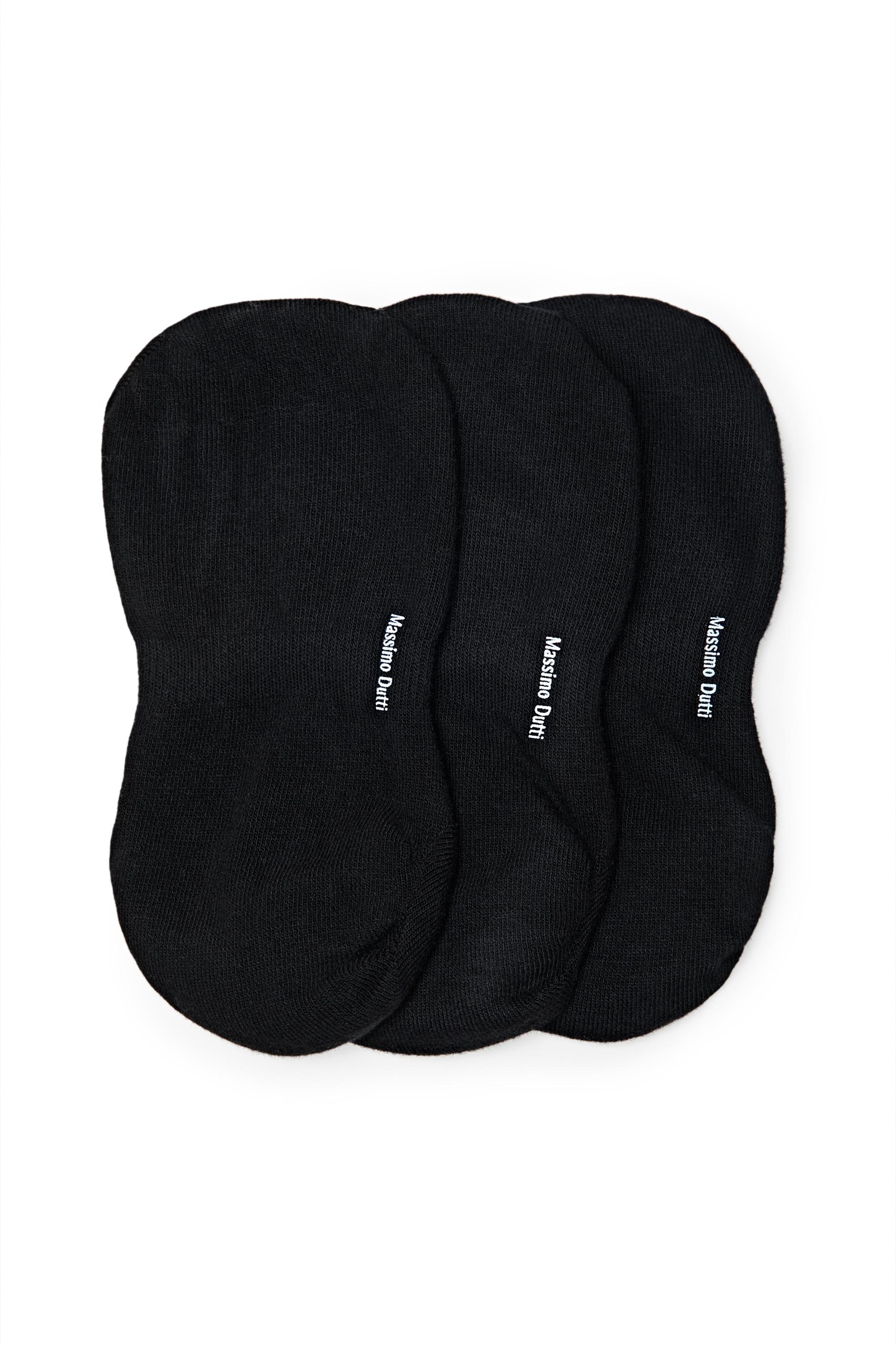 Pack of 3 pairs of no-show cotton blend socks — BLACK