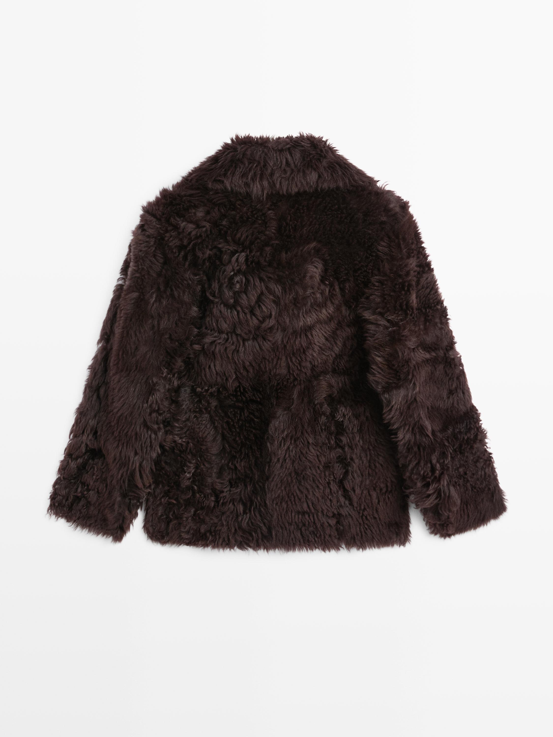 Sheepskin leather coat with lapel collar - STUDIO