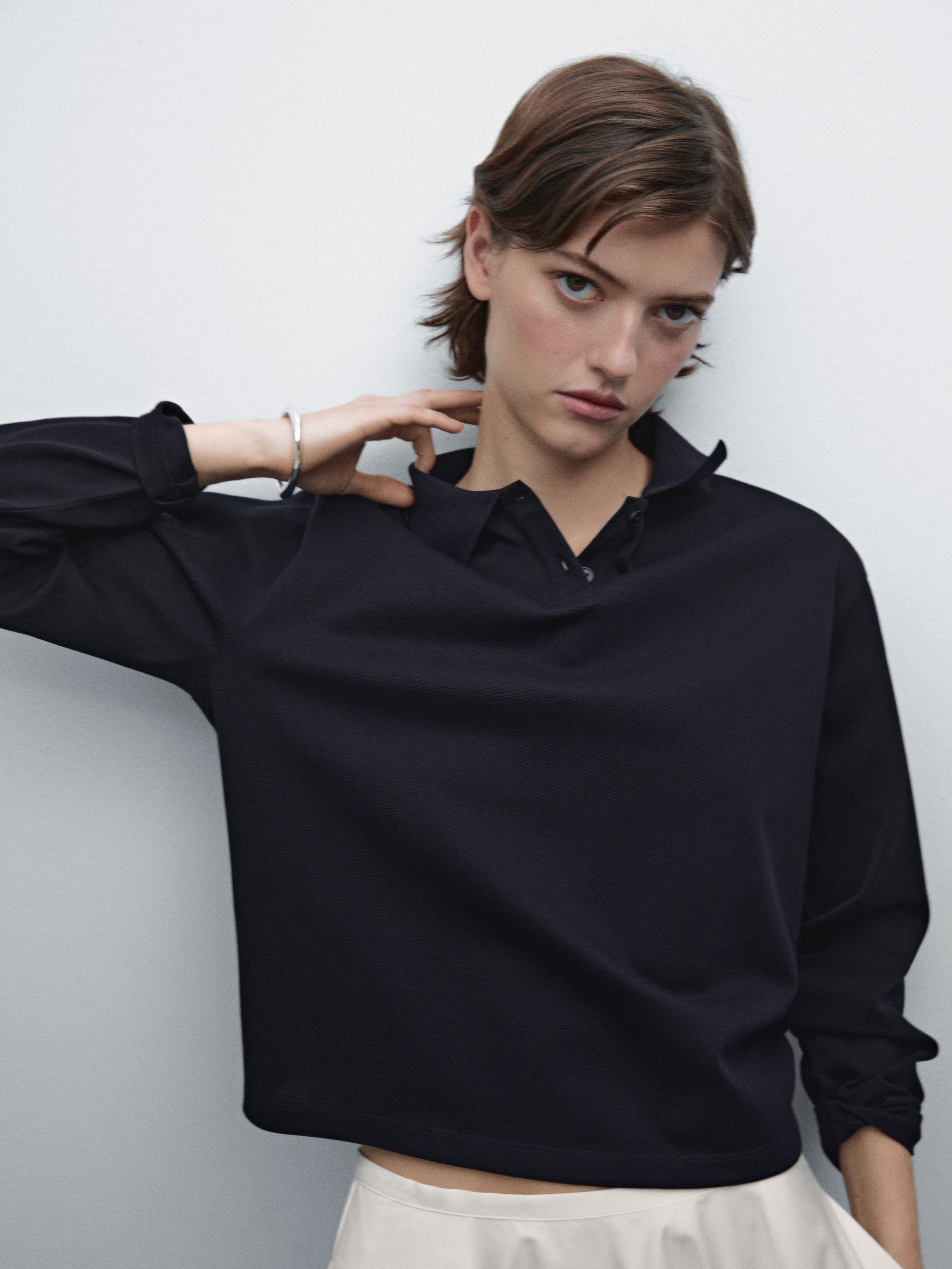 Mercerised cotton polo T-shirt