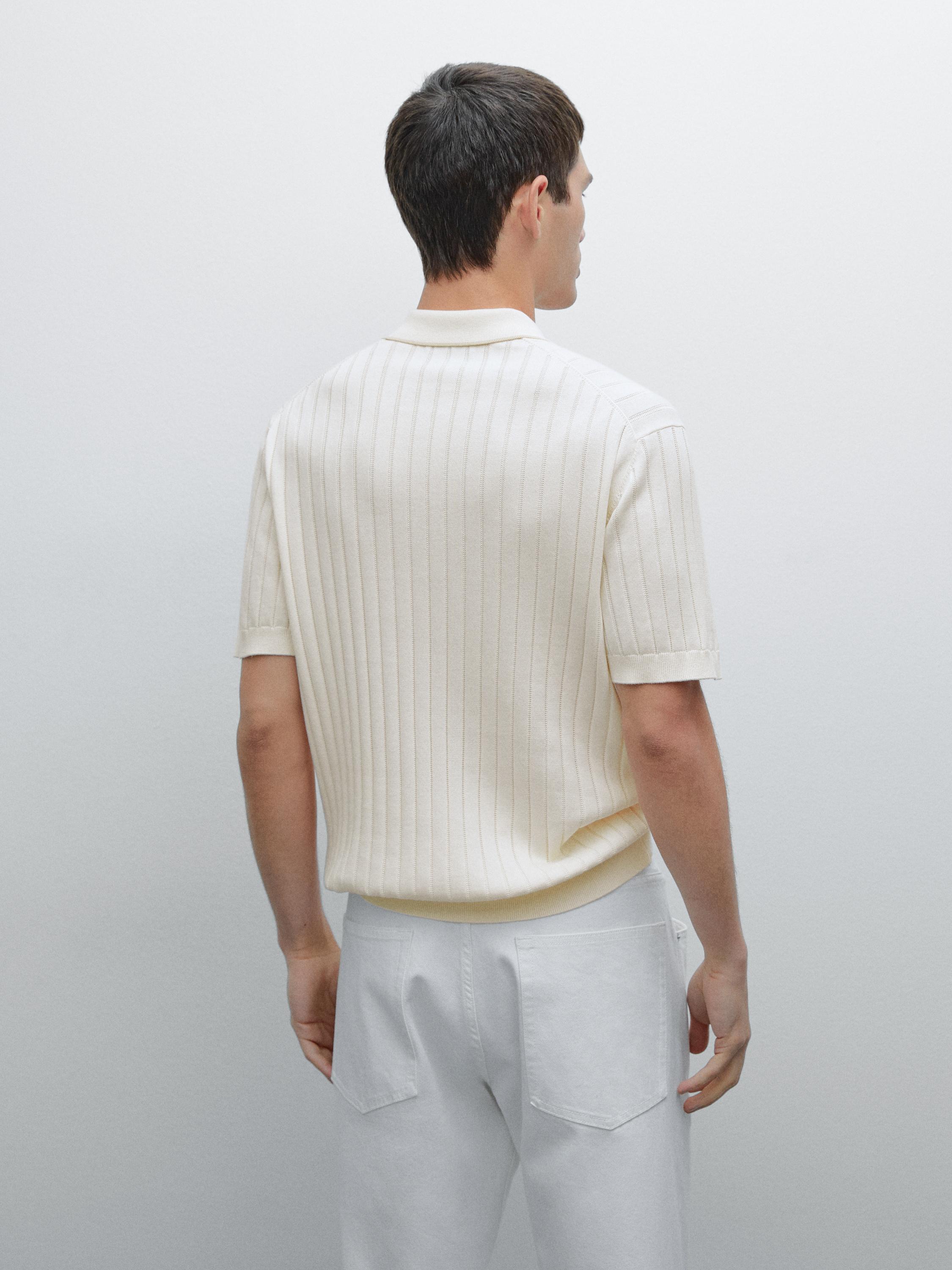 Ribbed knit polo shirt