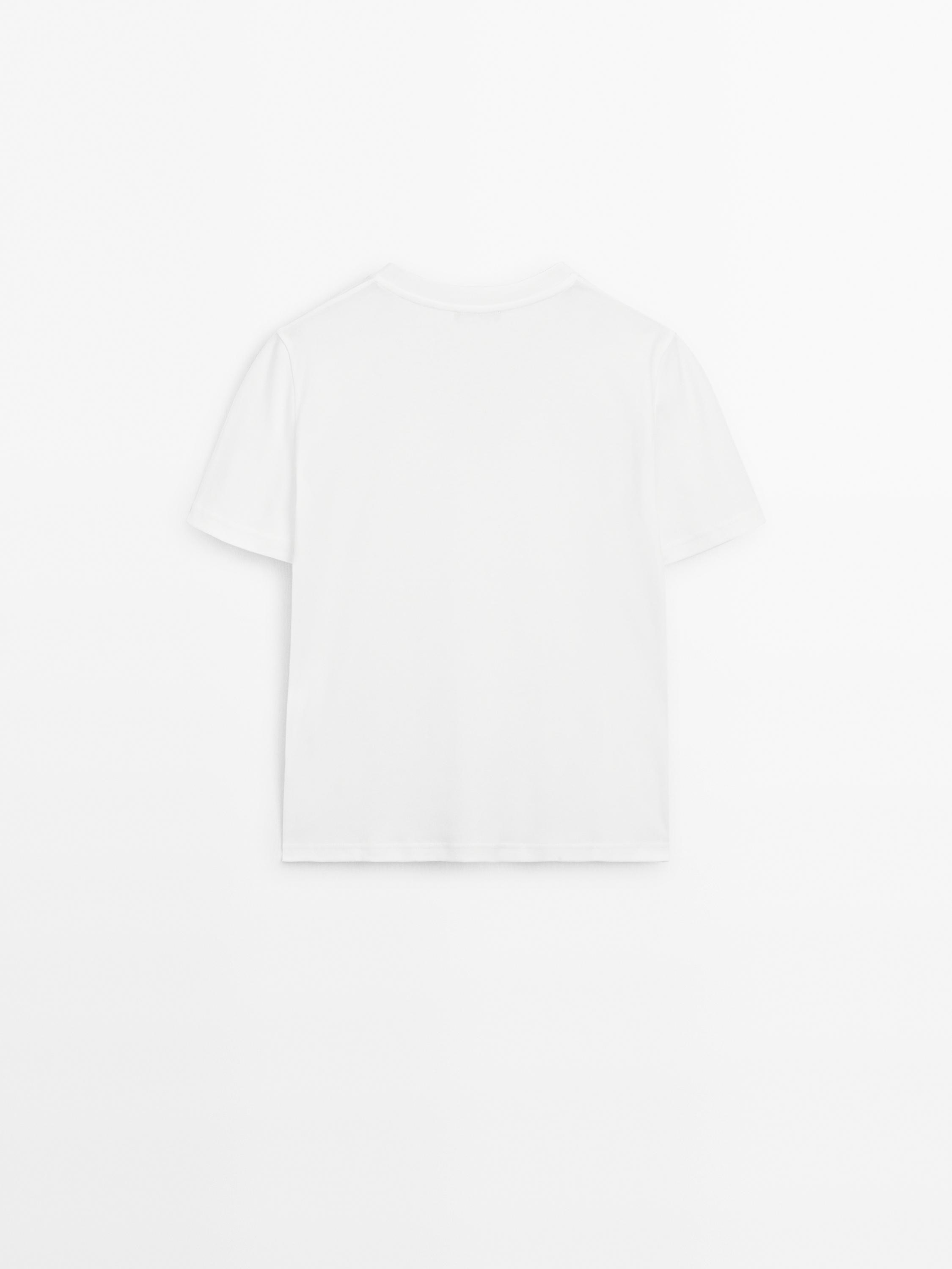 100% cotton interlock V-neck T-shirt — WHITE