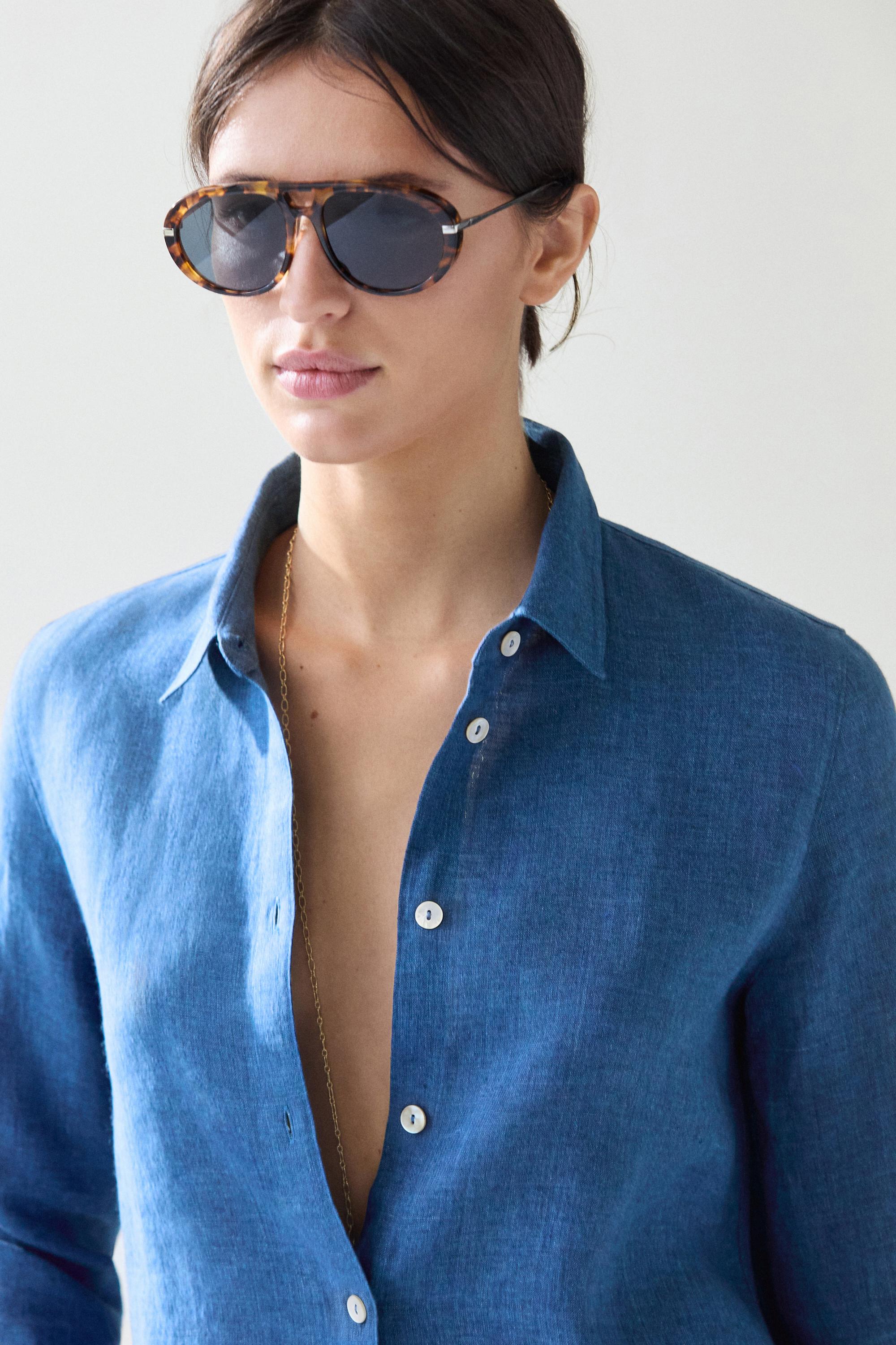 Flowing 100% linen shirt — INDIGO