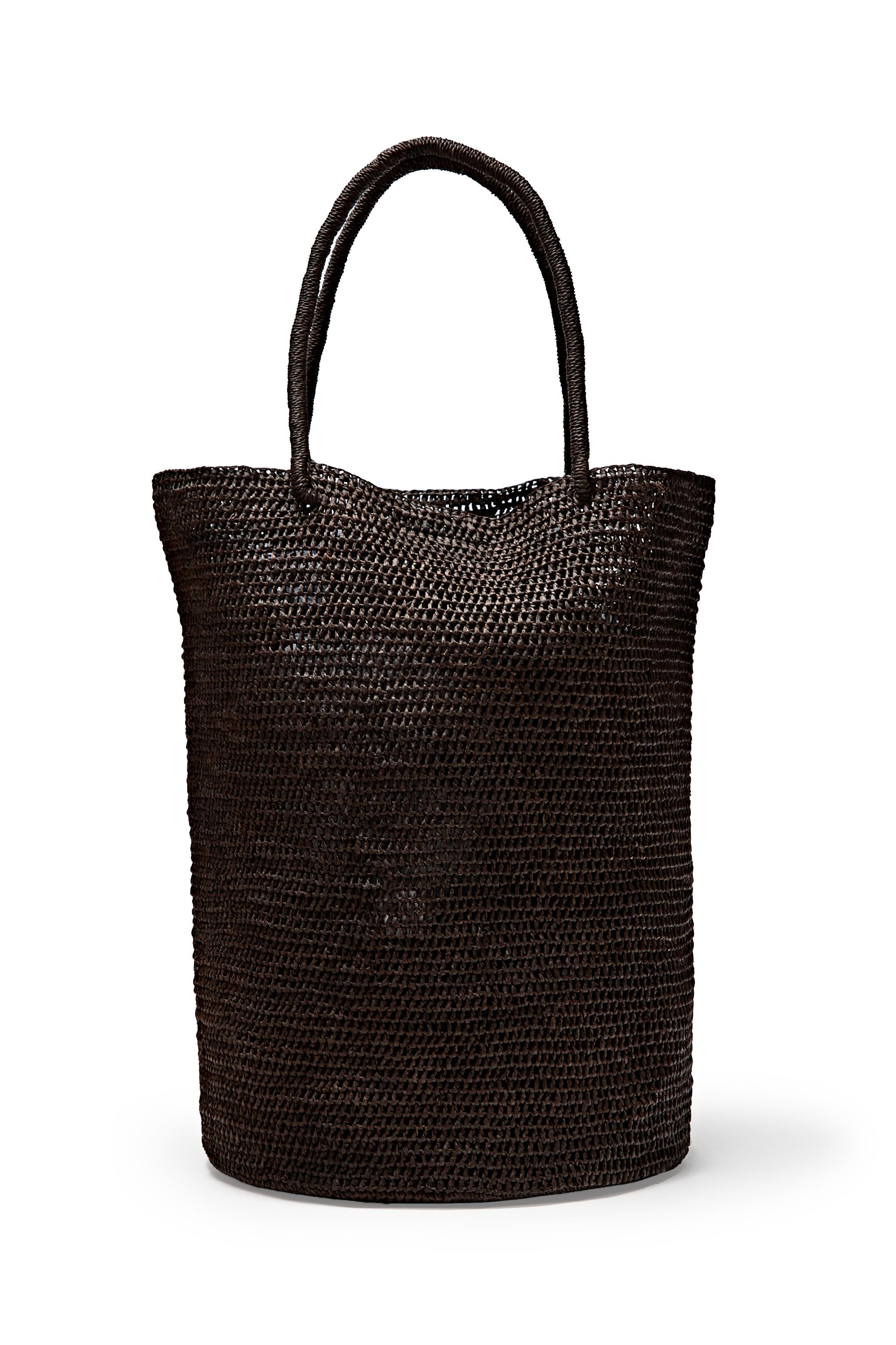 Raffia bucket tote bag — BROWN