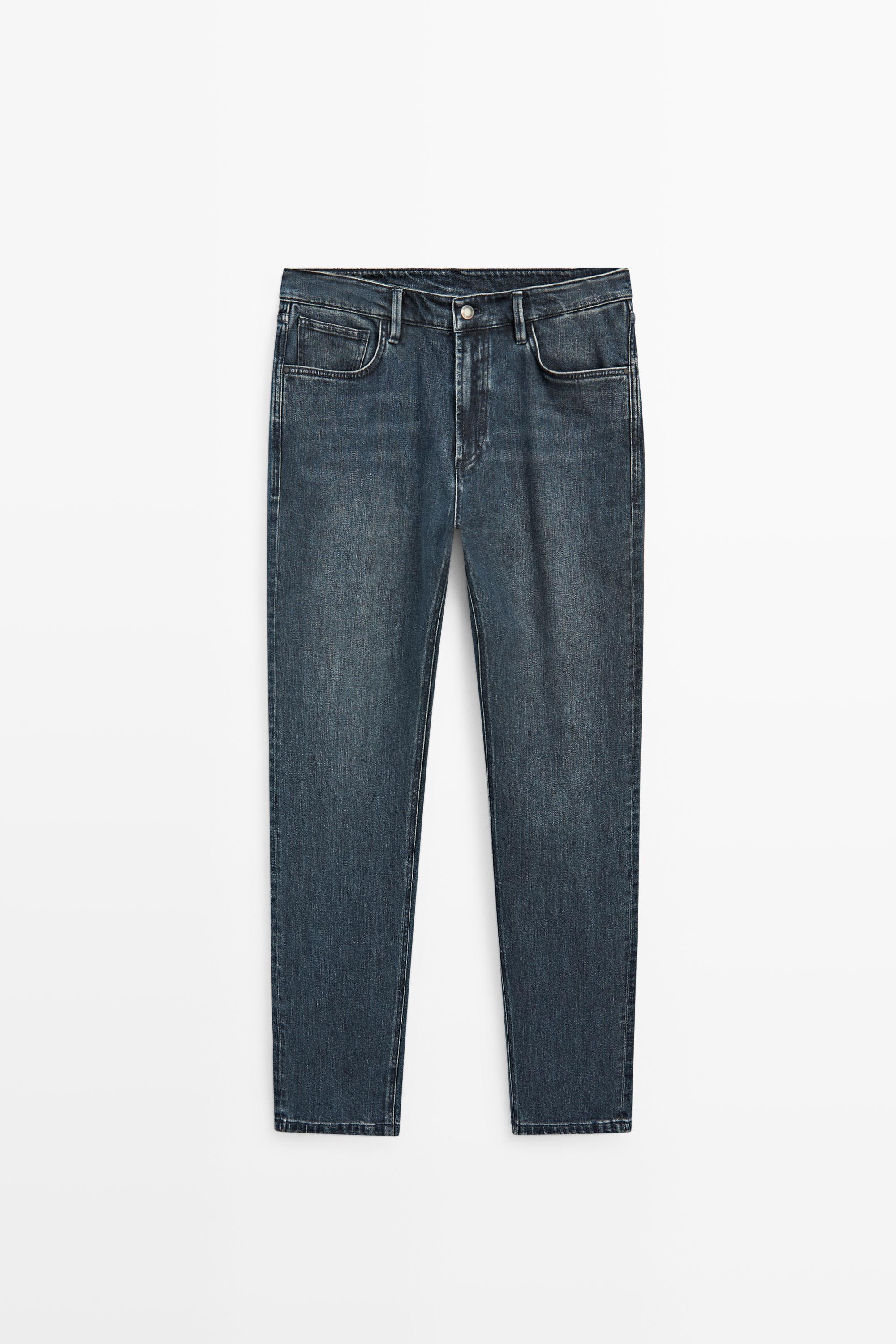 Enzymatic tapered fit jeans — BLUE