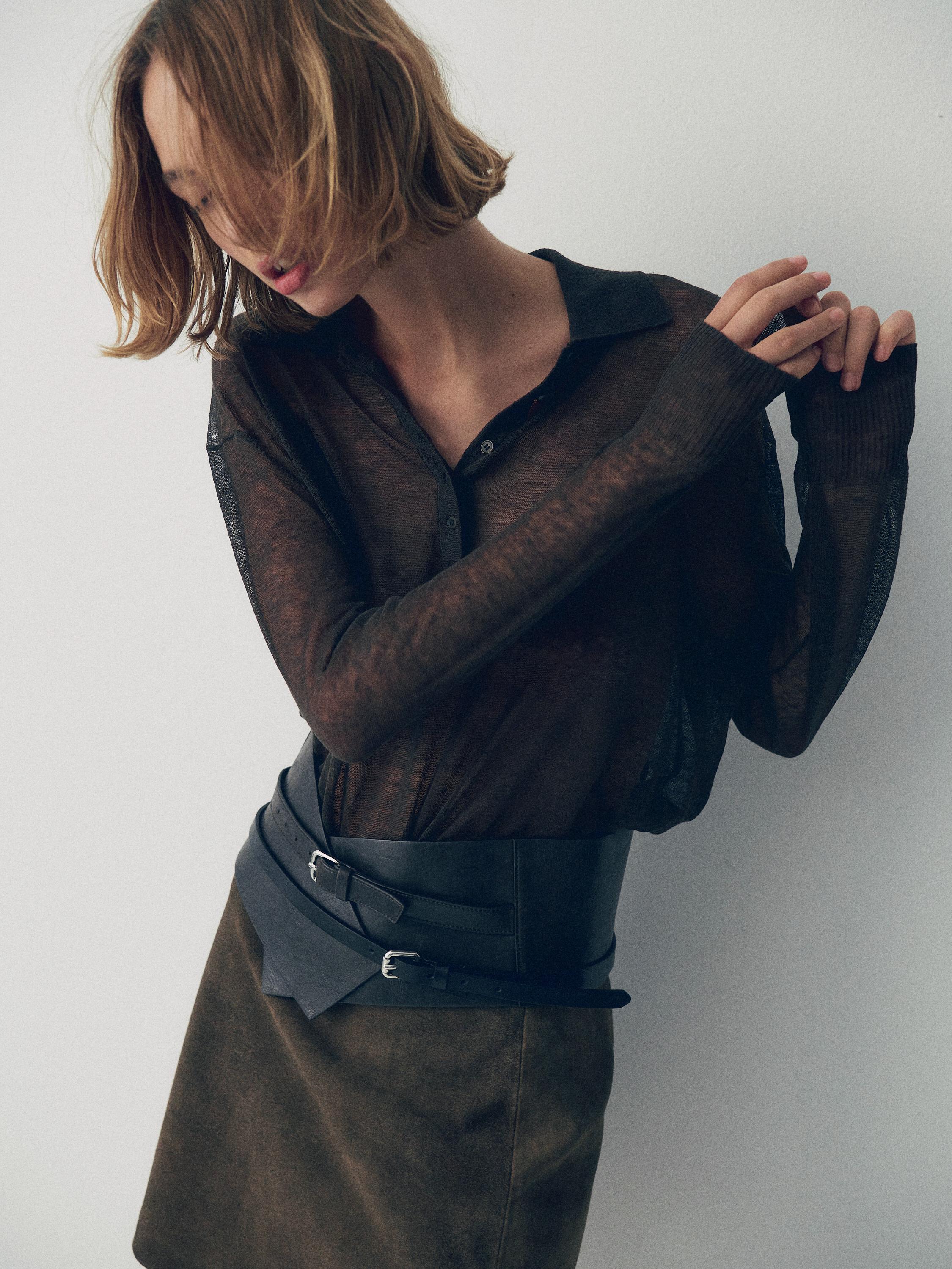 Nappa leather sash belt