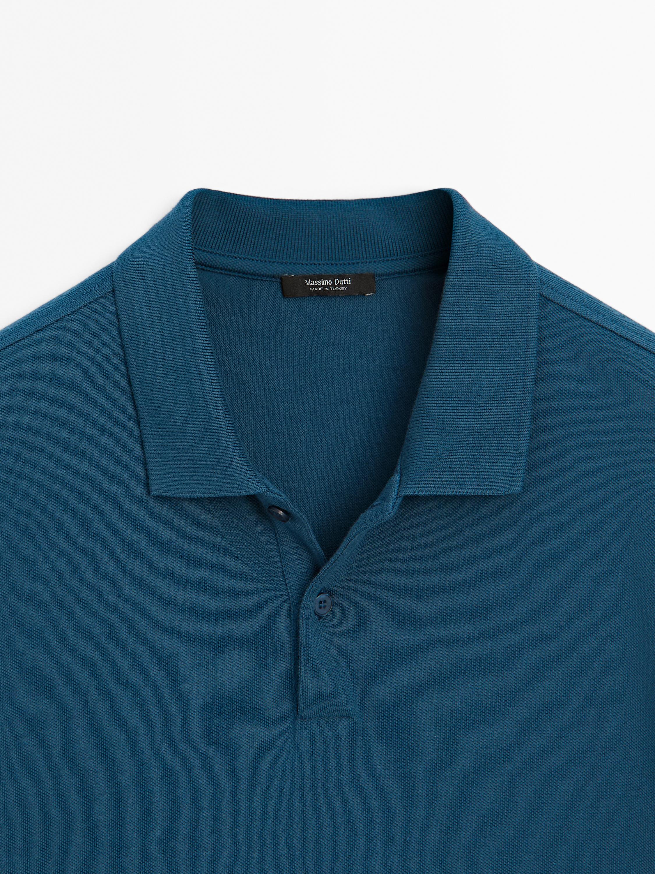 Micro textured piqué cotton polo shirt