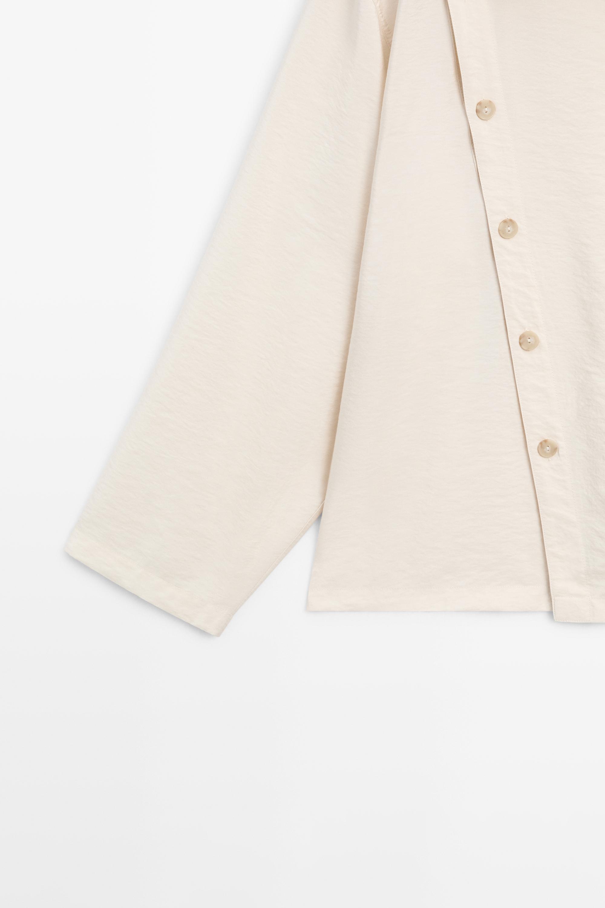 Flowing shirt with asymmetric buttons — BEIGE