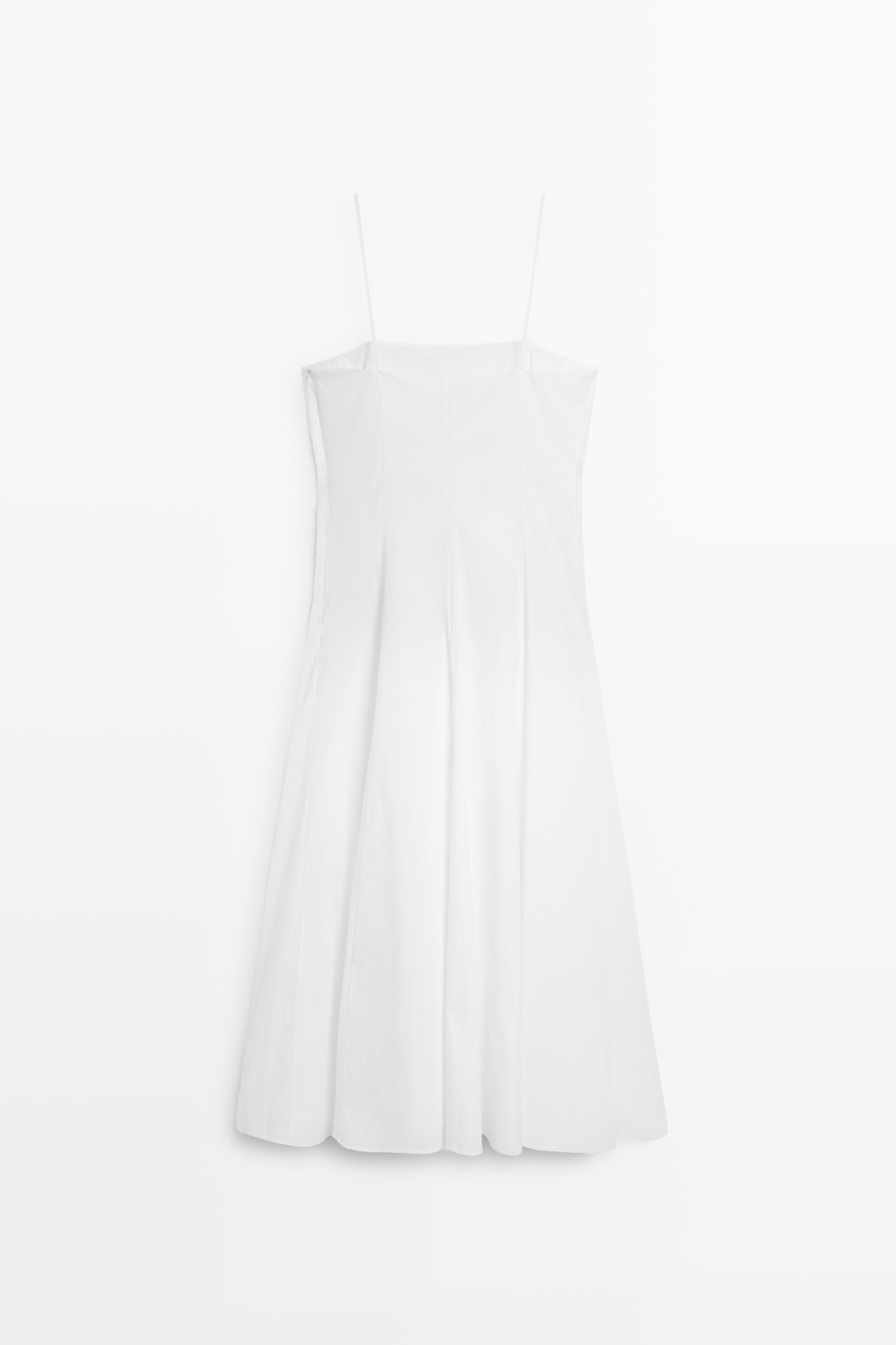 Poplin strap midi dress — WHITE