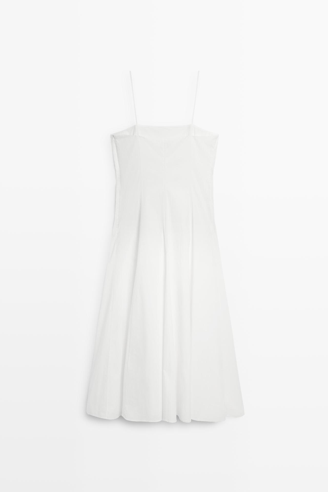 Poplin strap midi dress — WHITE