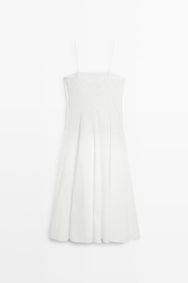 Poplin strap midi dress — WHITE 6