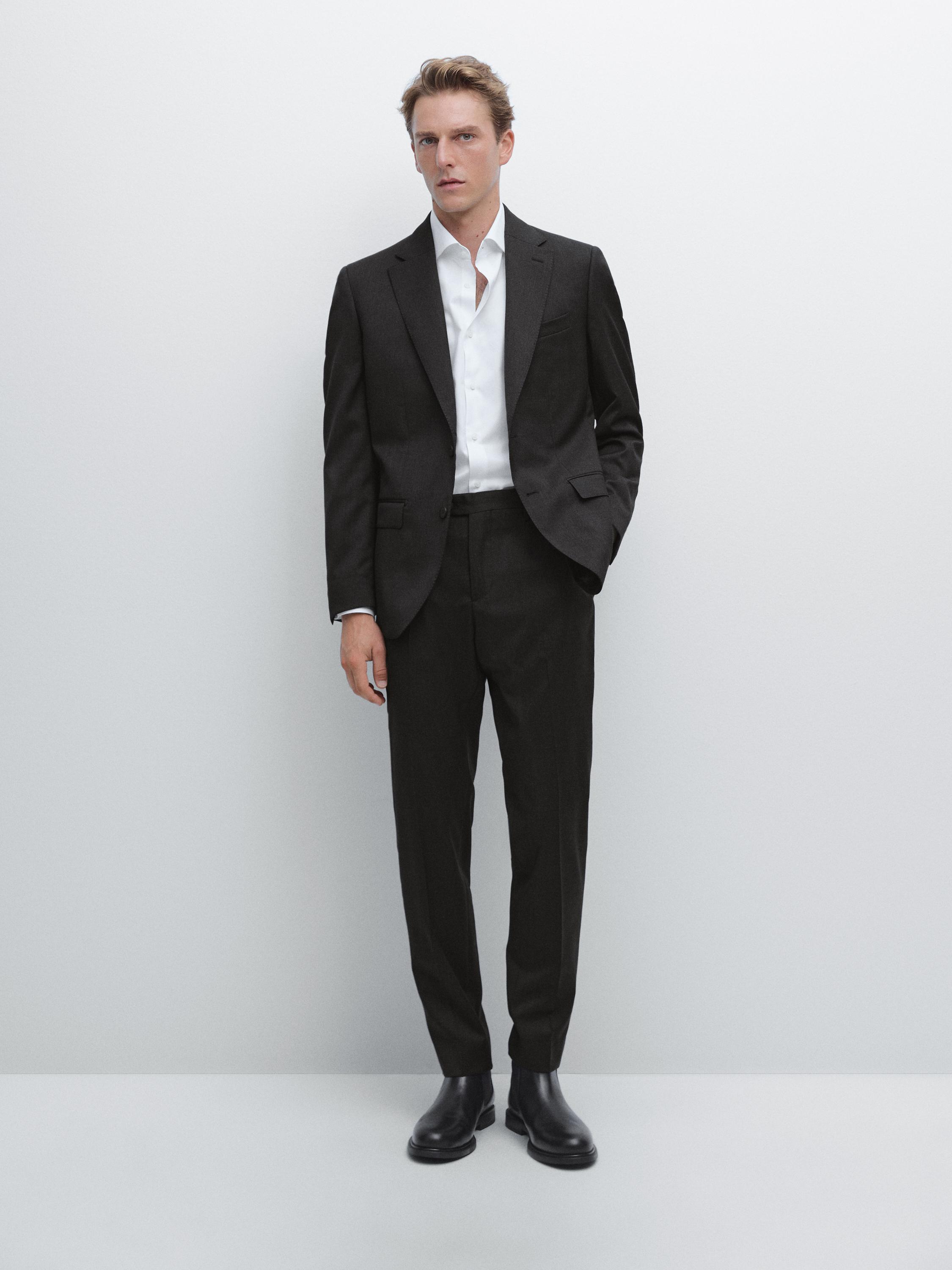 100% cool wool suit blazer — CHARCOAL