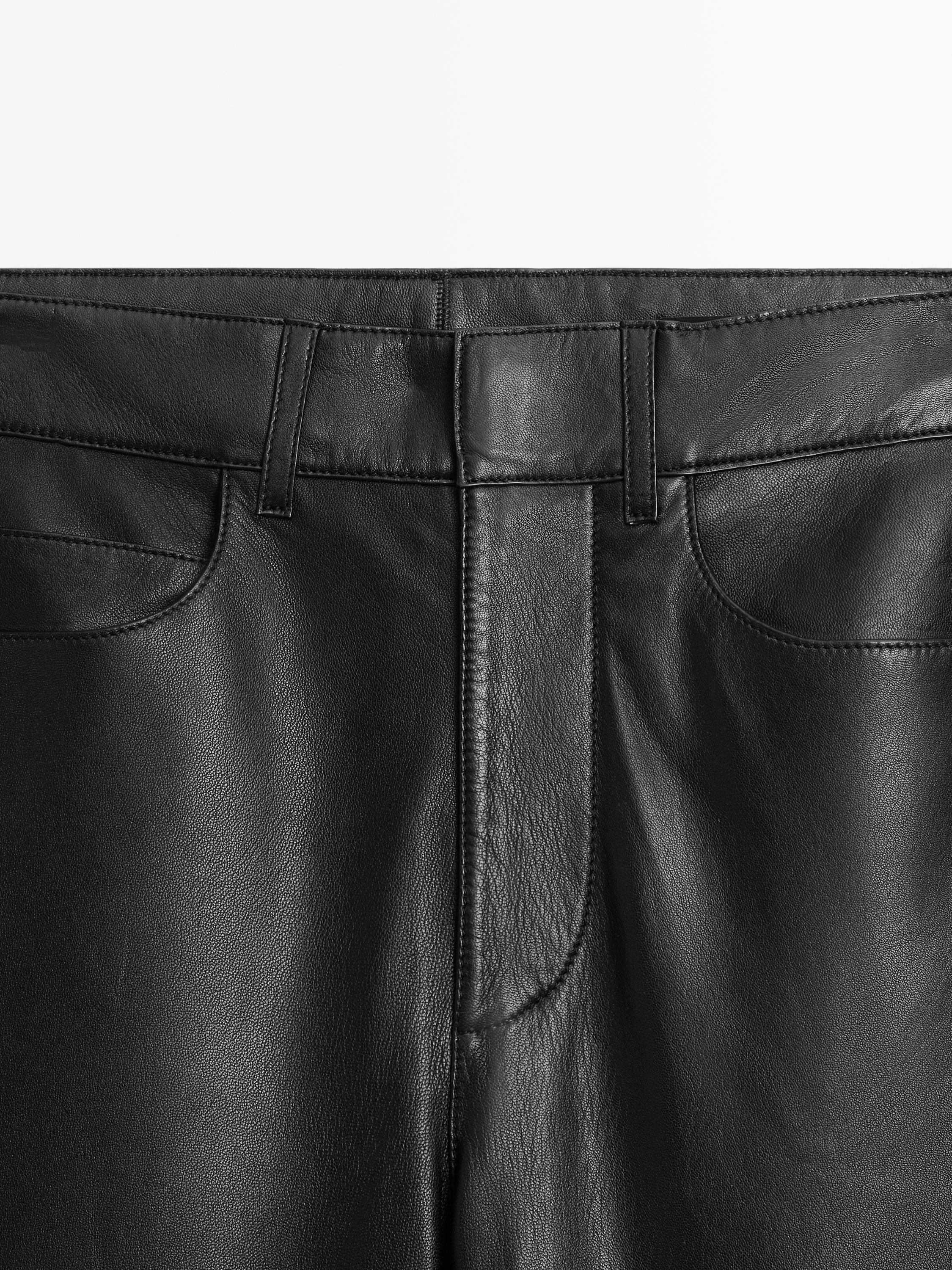 Nappa leather five-pocket trousers