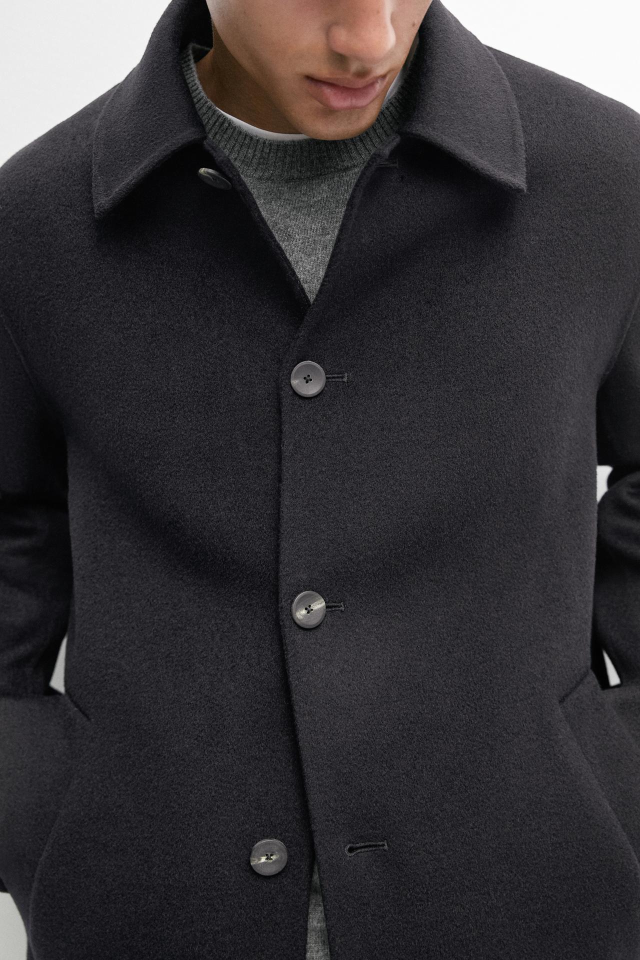 Long double-faced wool blend coat — DEEP BLUE