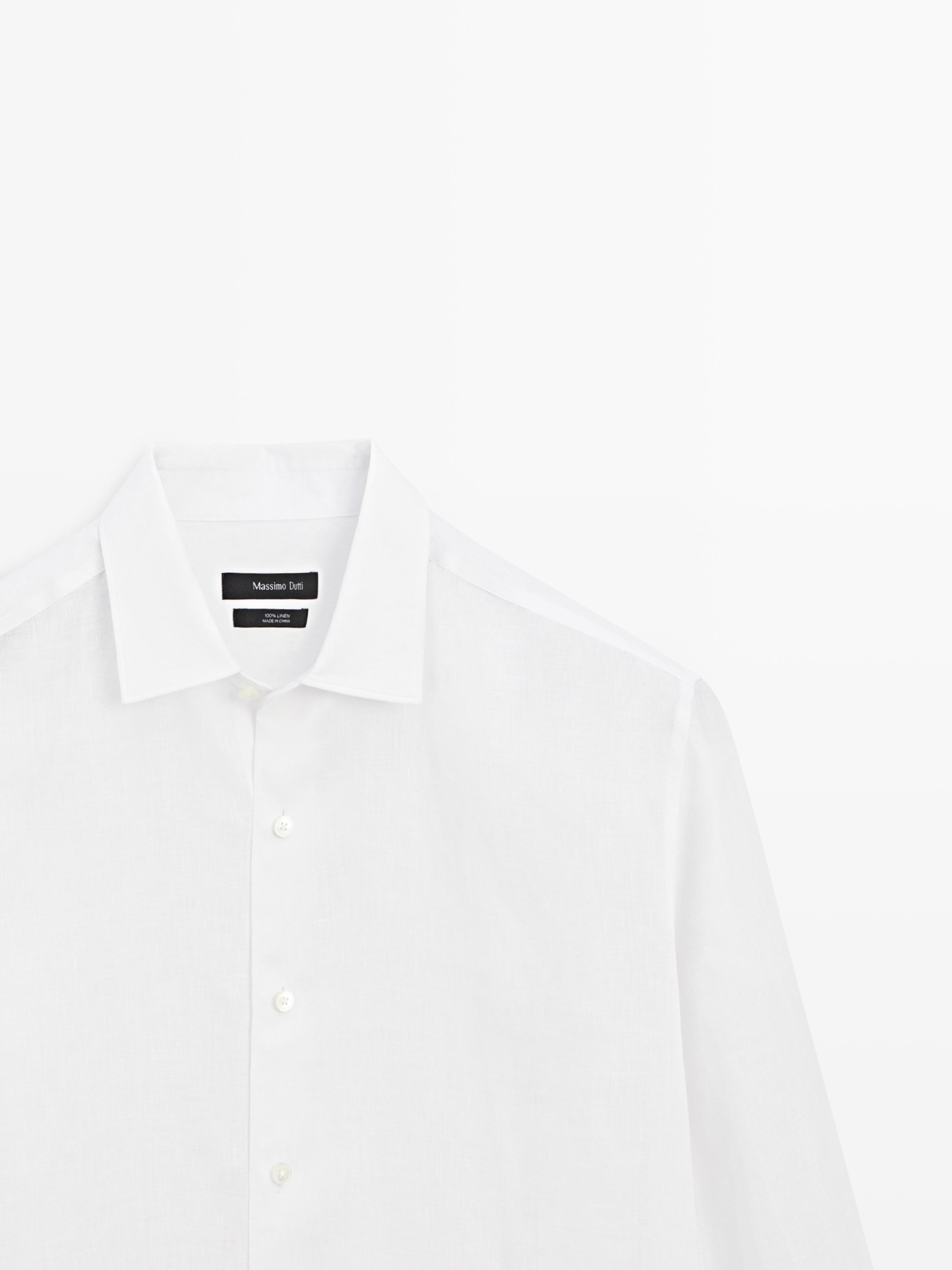 Extra fine regular fit linen shirt — WHITE