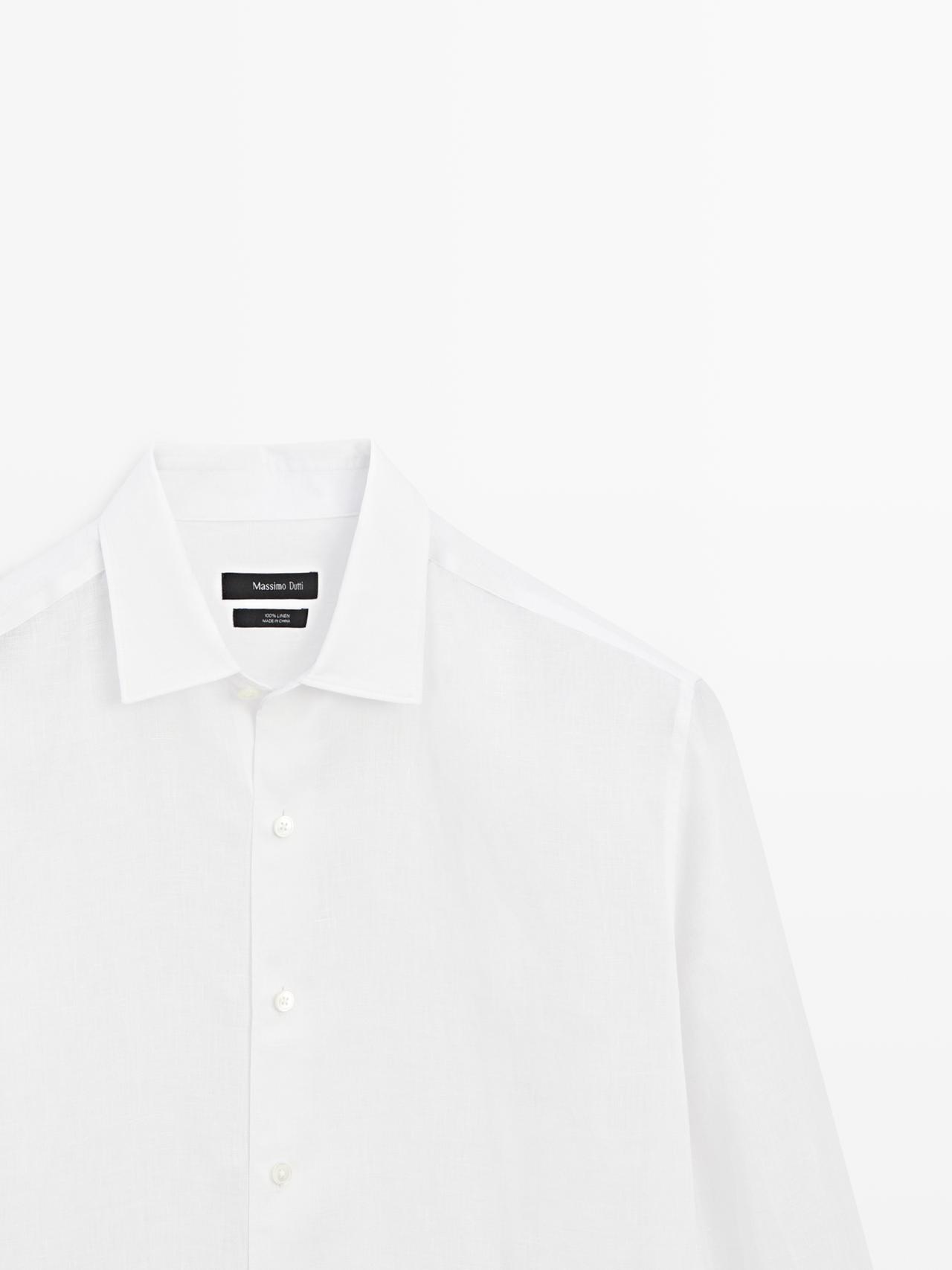 Extra fine regular fit linen shirt — WHITE
