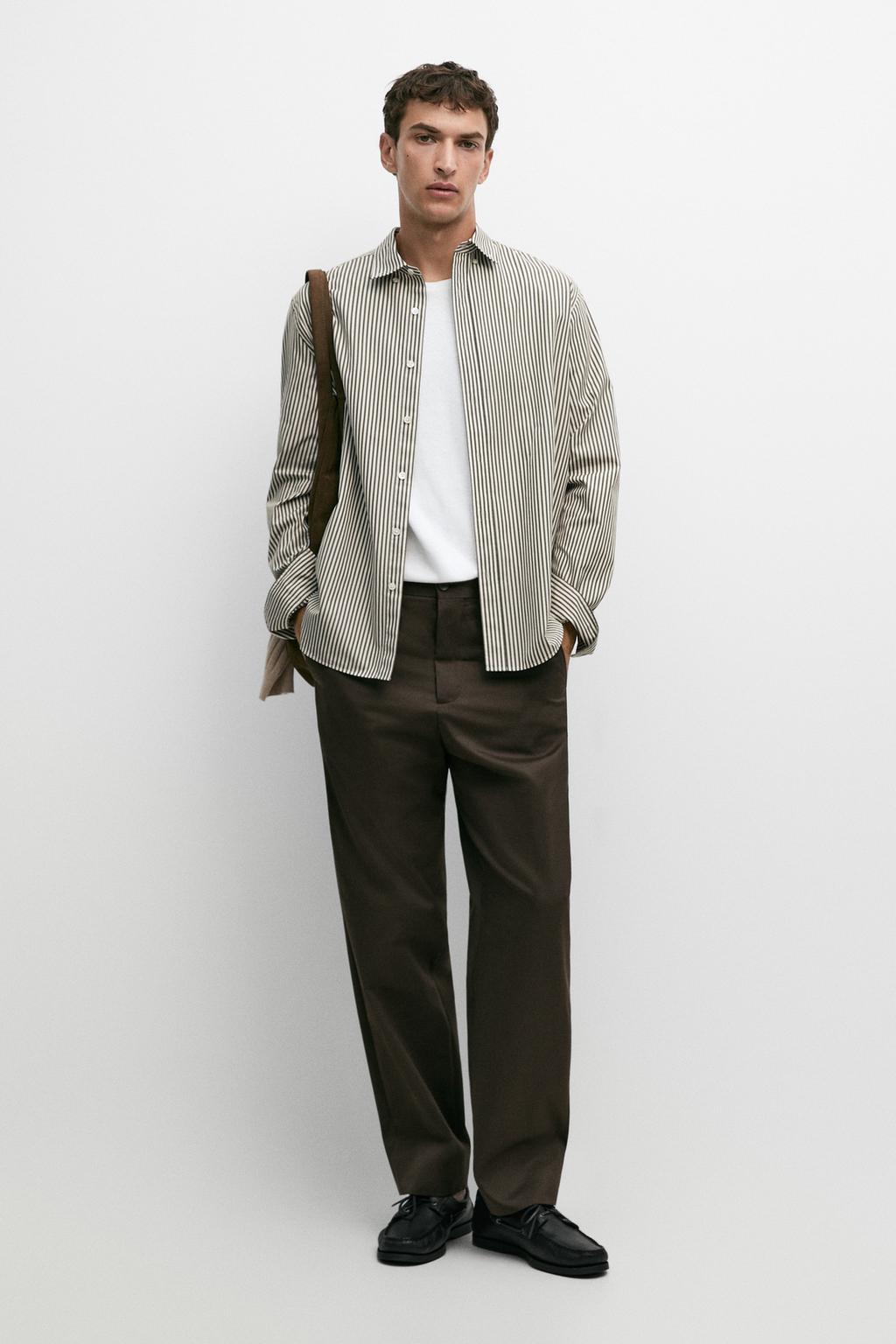 Massimo Dutti Regular fit striped poplin shirt
