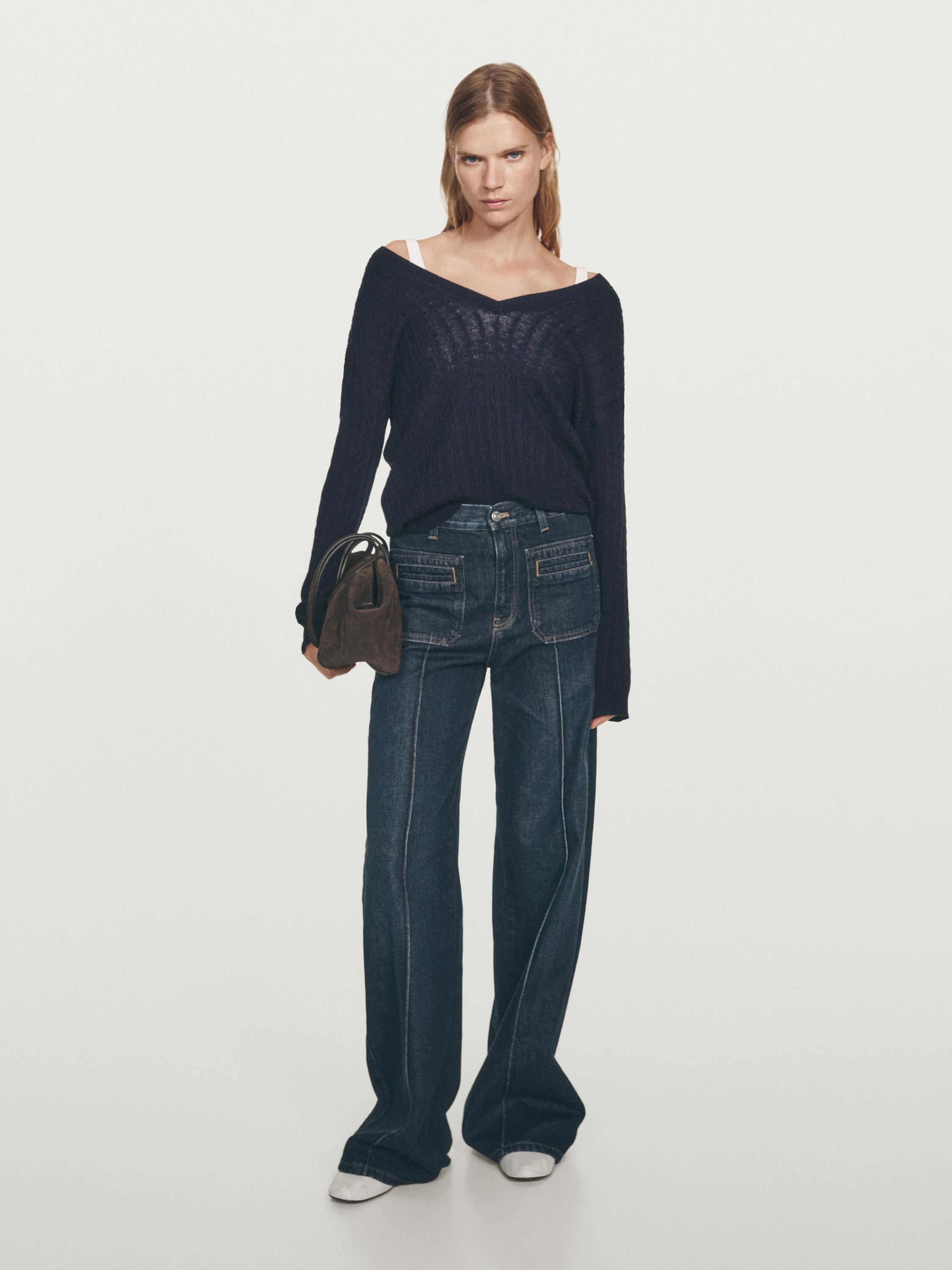 Mid-rise wide-leg jeans