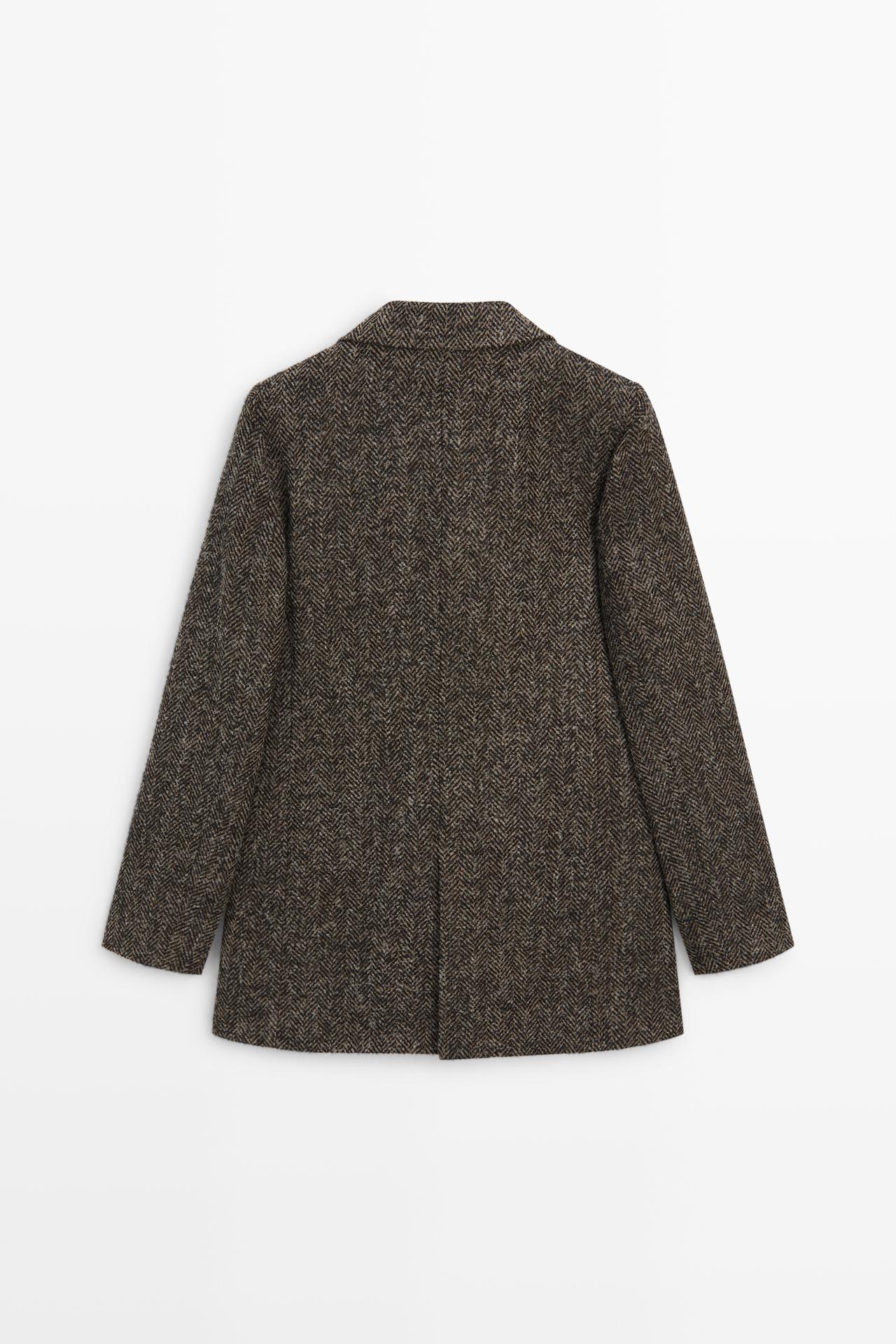 Suede and wool herringbone blazer — BROWN