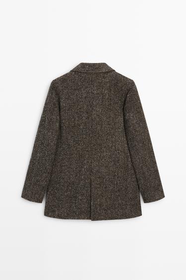 Suede and wool herringbone blazer — BROWN 6