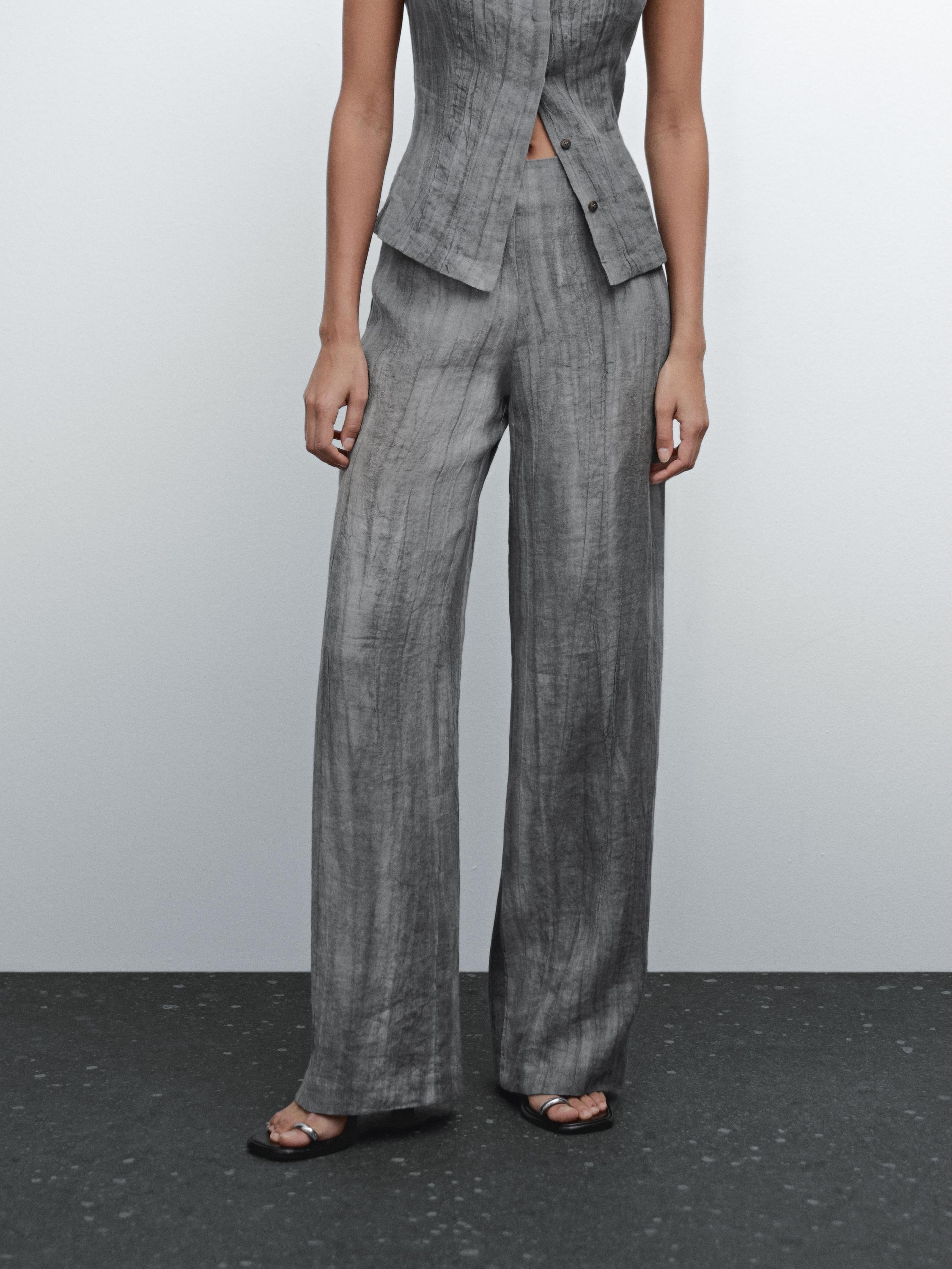Pleated trousers 100% linen