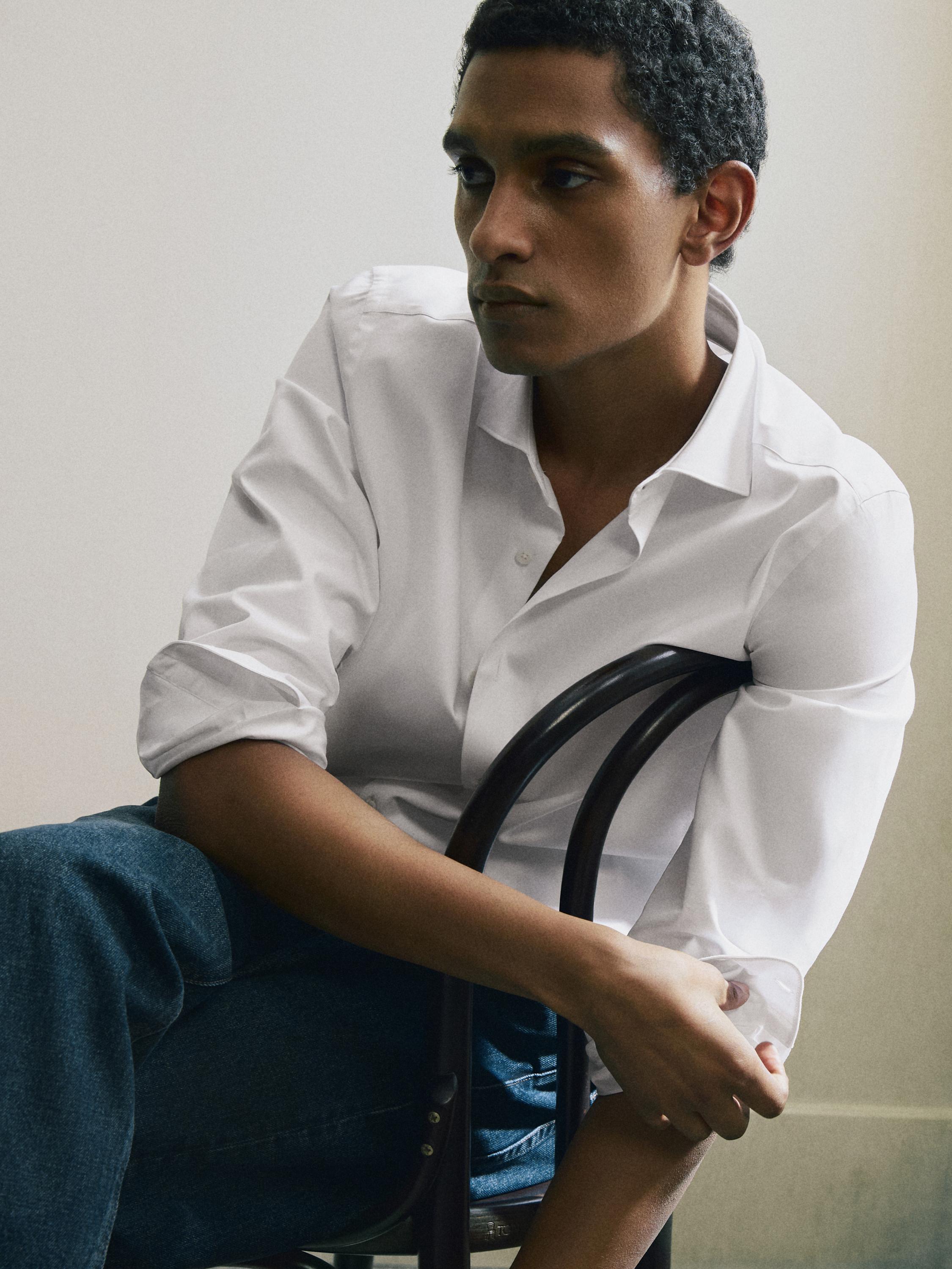 100% cotton regular fit Oxford shirt — WHITE