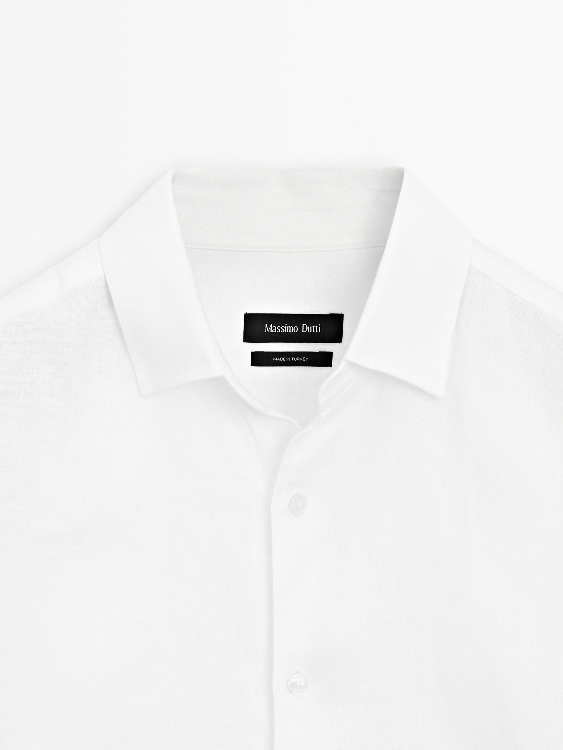 Slim fit linen blend shirt