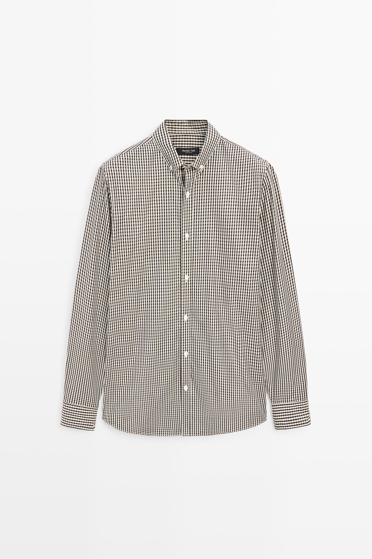 Regular fit check shirt — BROWN