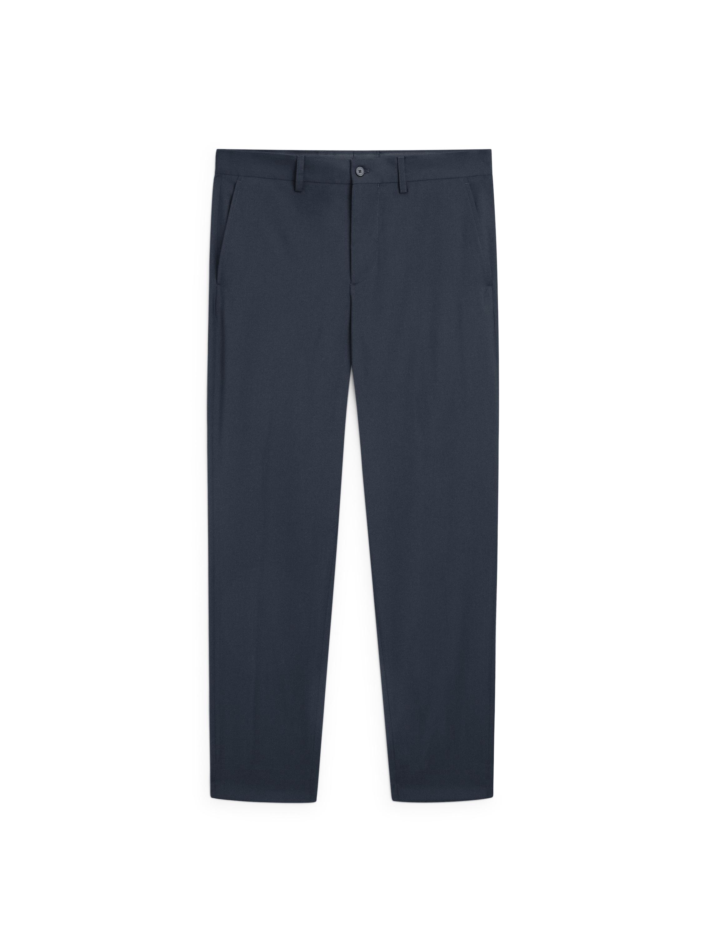 Wide-leg cool wool suit trousers — NAVY BLUE