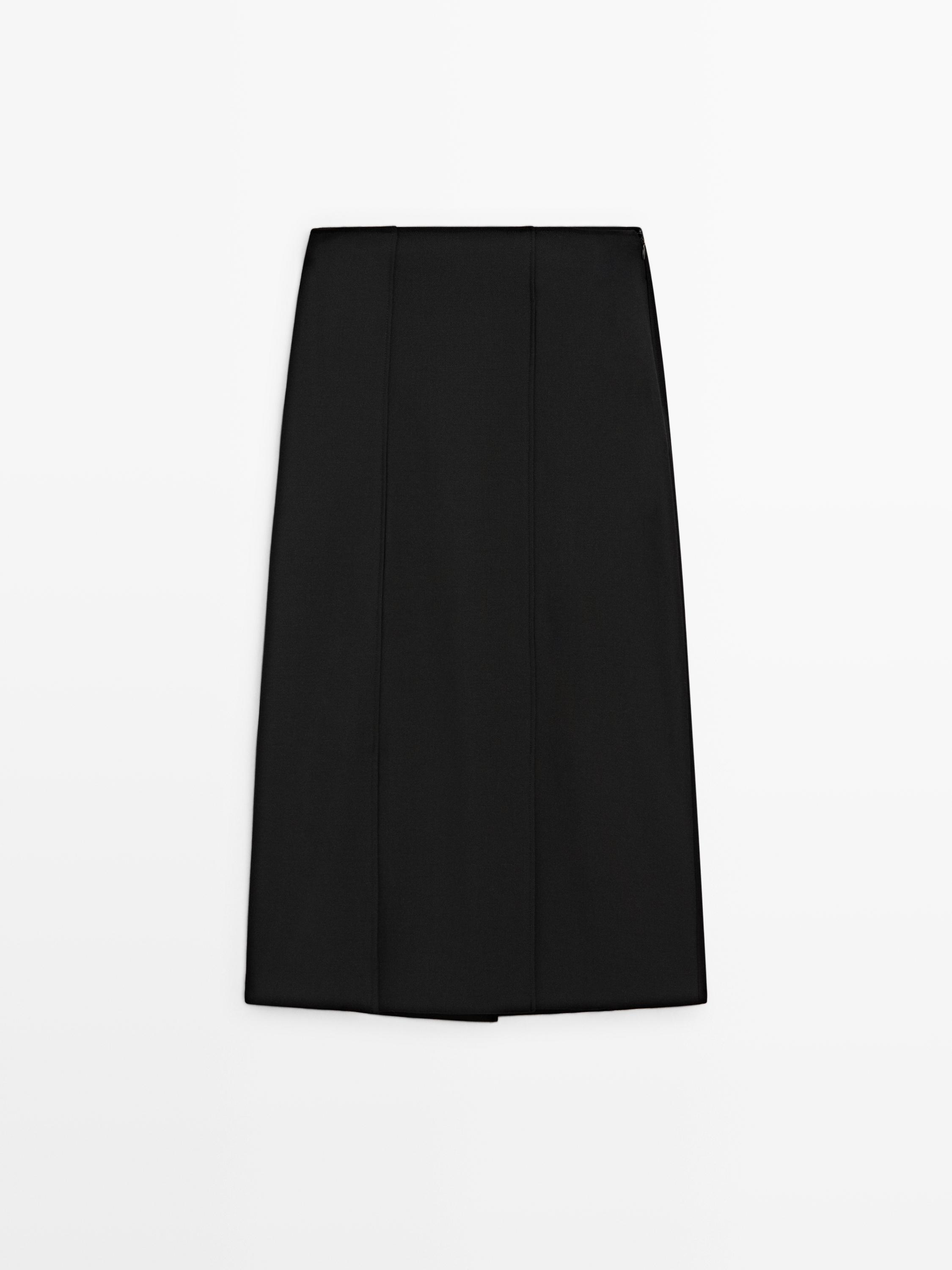 Midirock aus Wollmischgewebe mit Schlitz