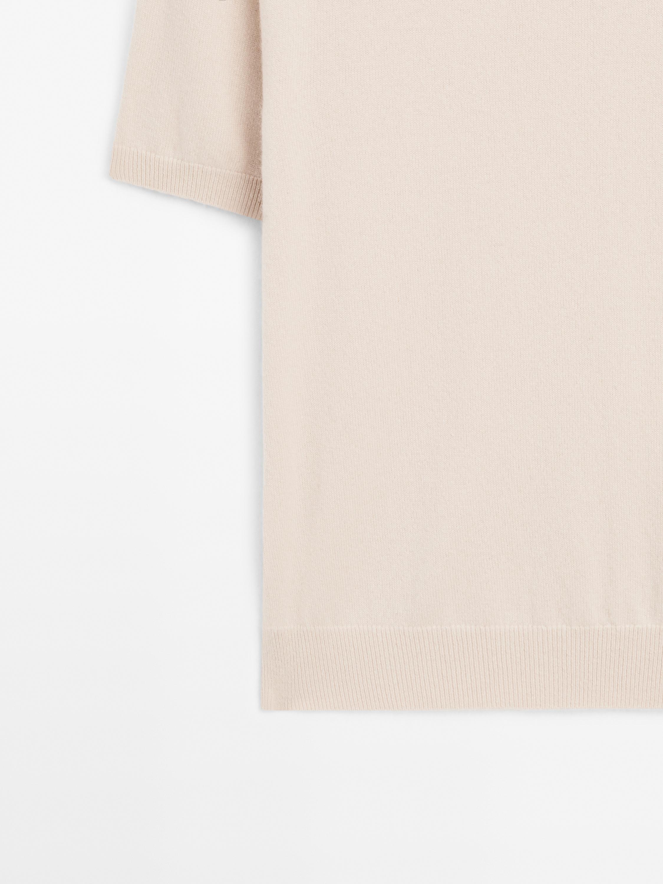 Knit 100% cashmere crew neck sweater — BEIGE