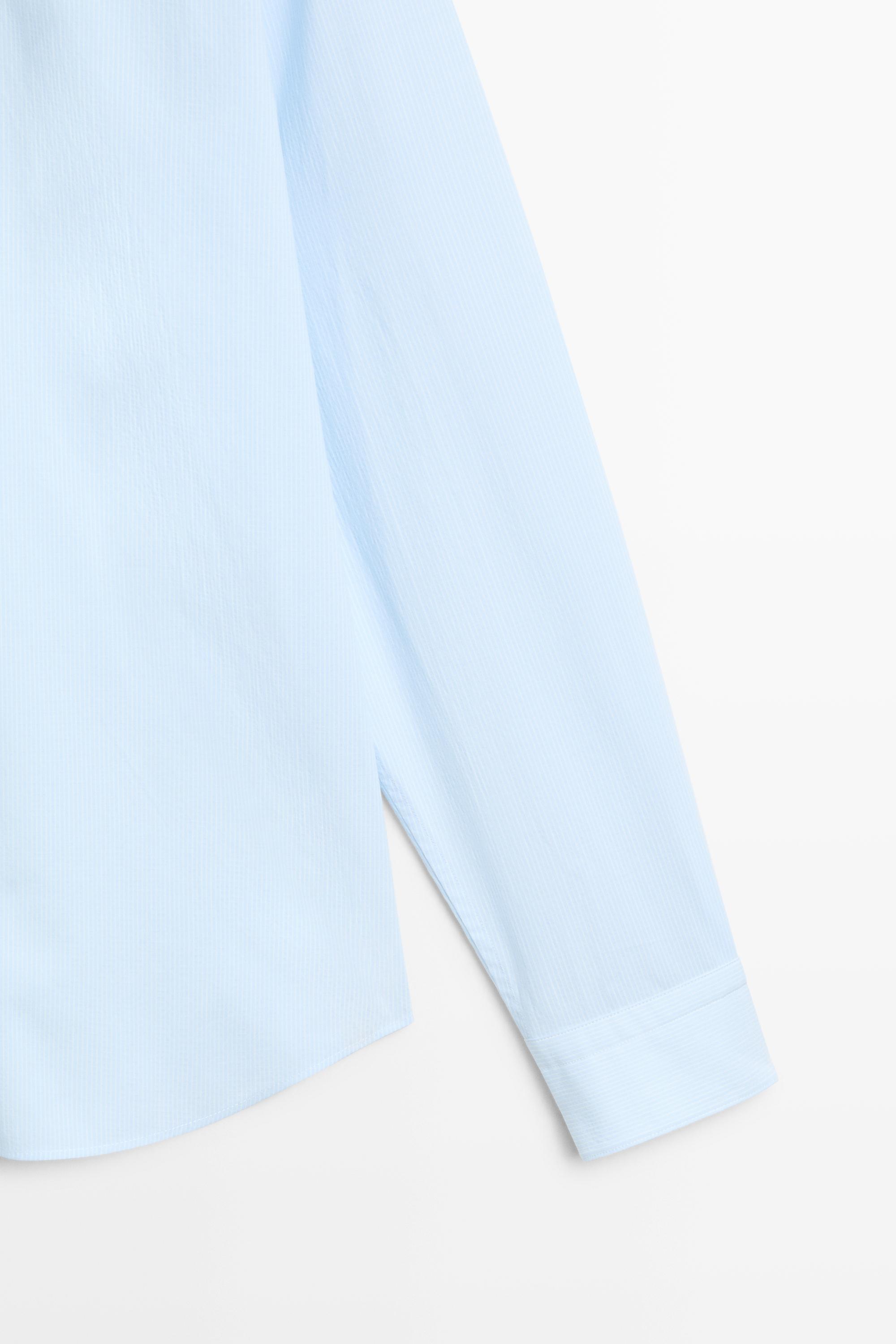 100% Cotton Pinstriped Shirt — SKY BLUE