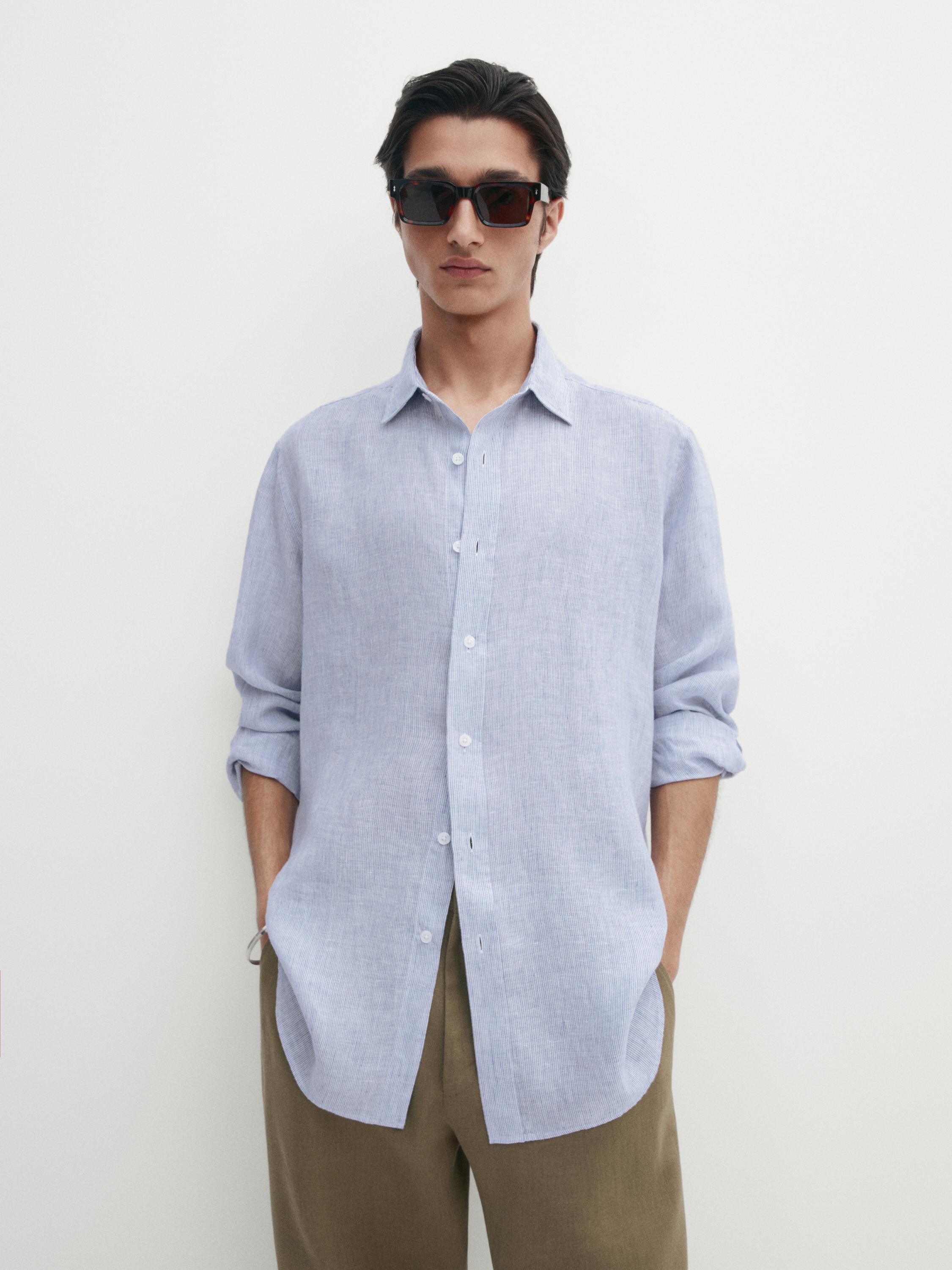 100% linen striped shirt