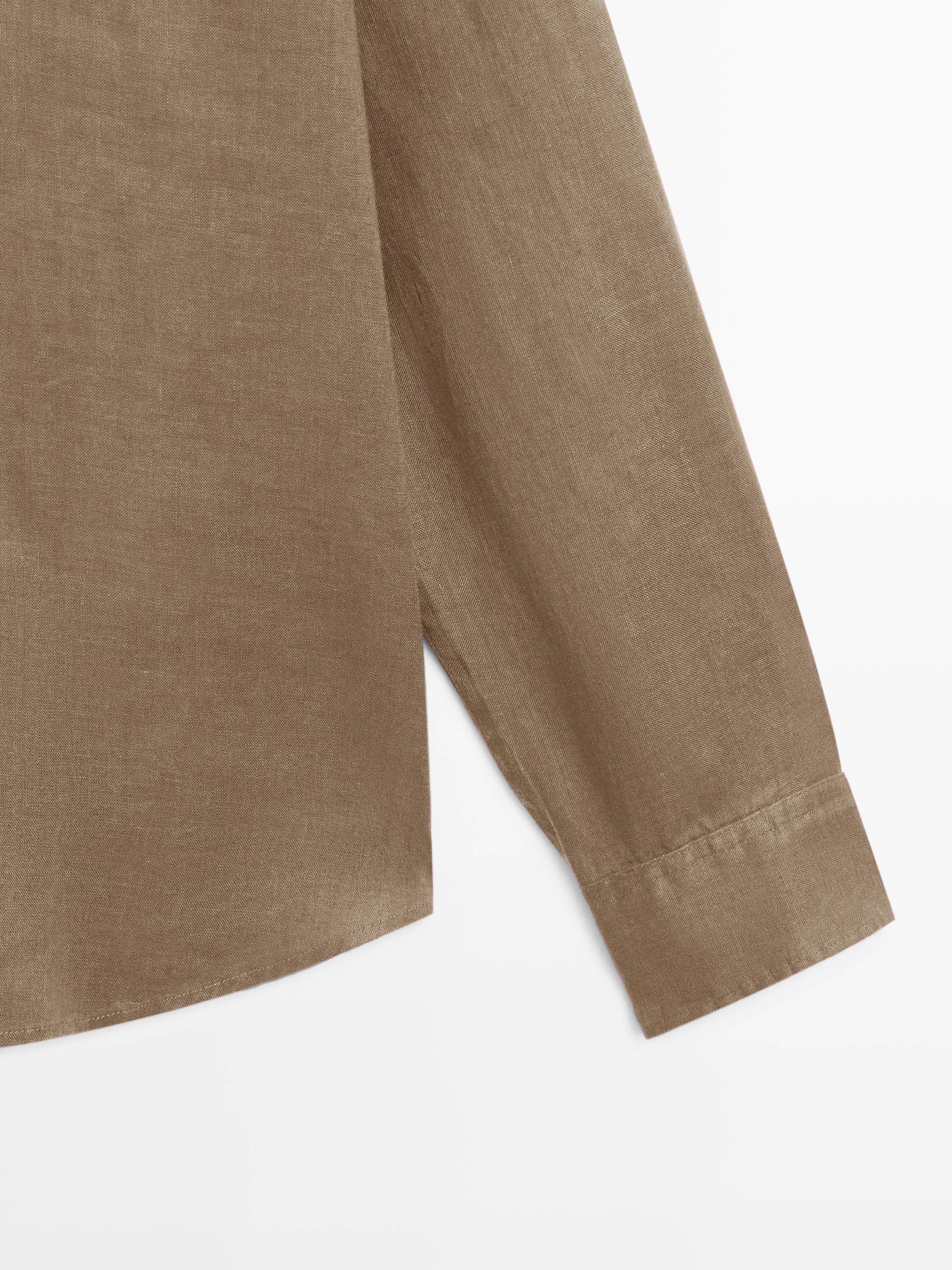 100% linen slim fit shirt — SAND