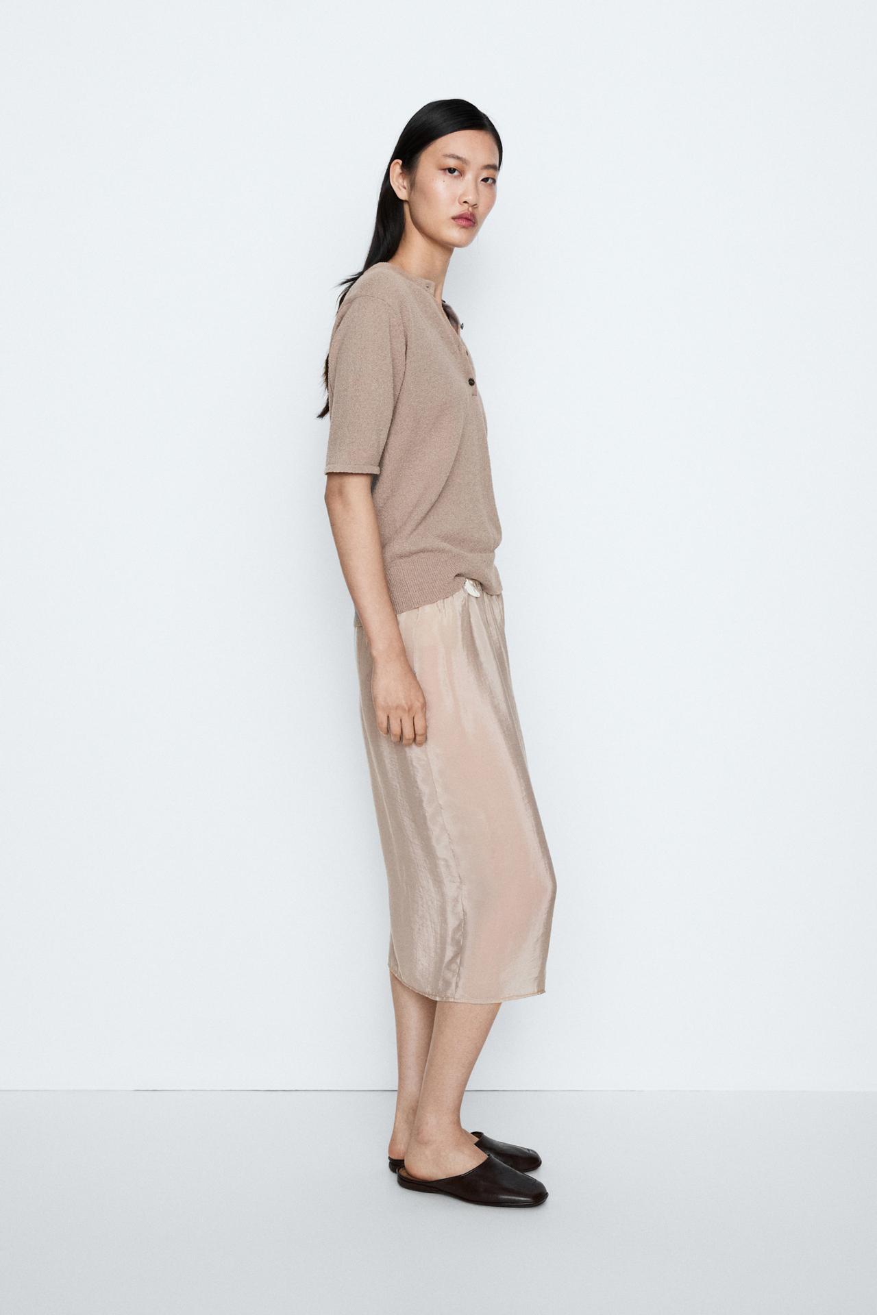 STUDIO Cotton Blend Button-Front Knit Sweater — MOLE BROWN