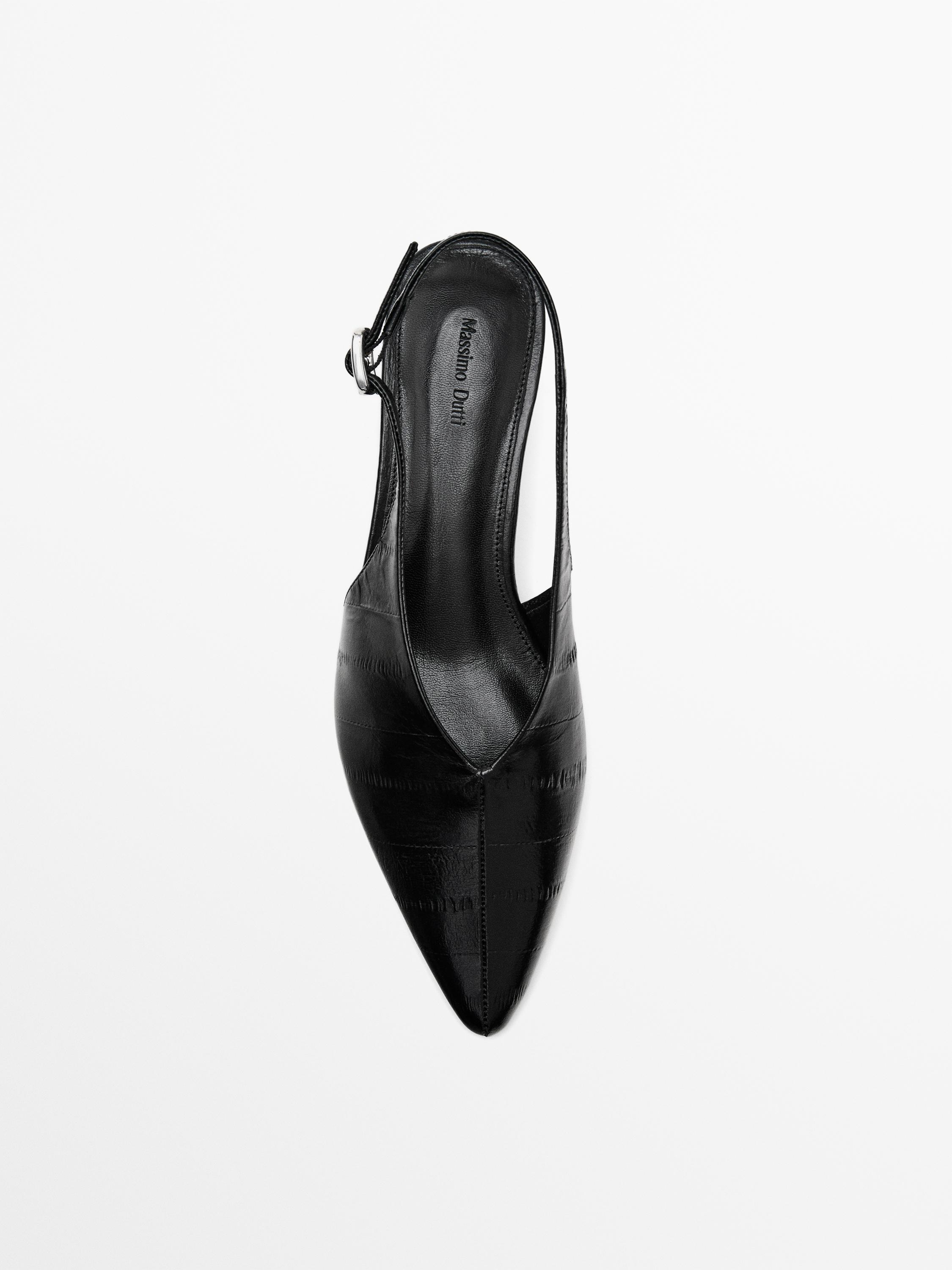 High-heel slingback shoes · Black · Shoes Massimo Dutti