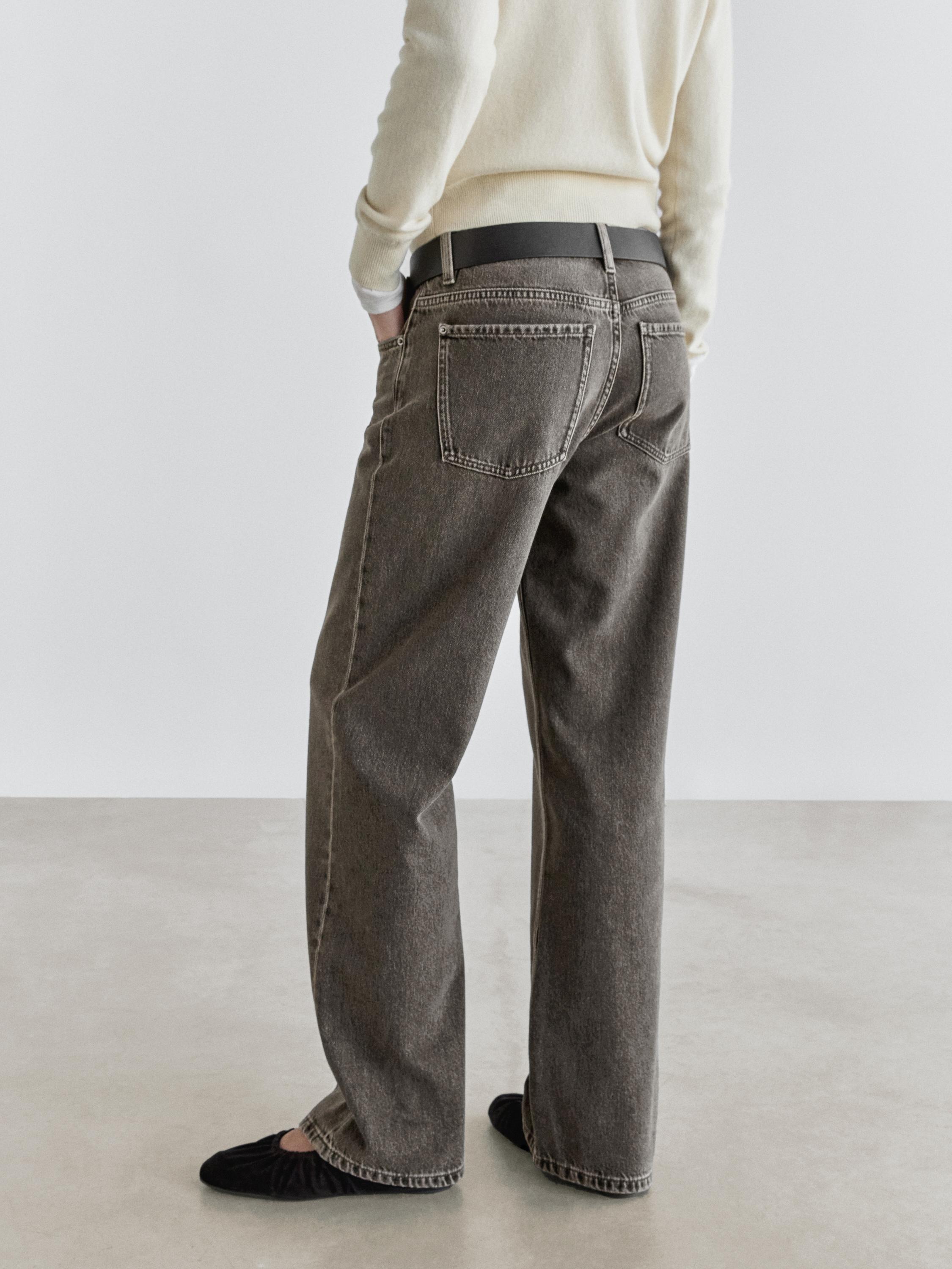 Straight-leg low-rise jeans — NATURAL GREY