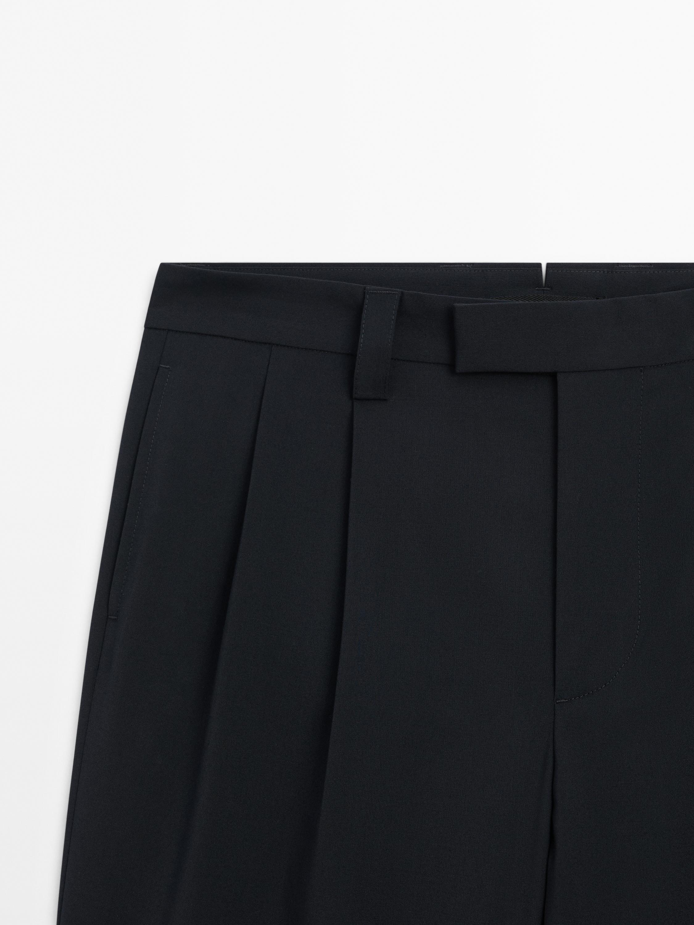 Wool blend darted trousers