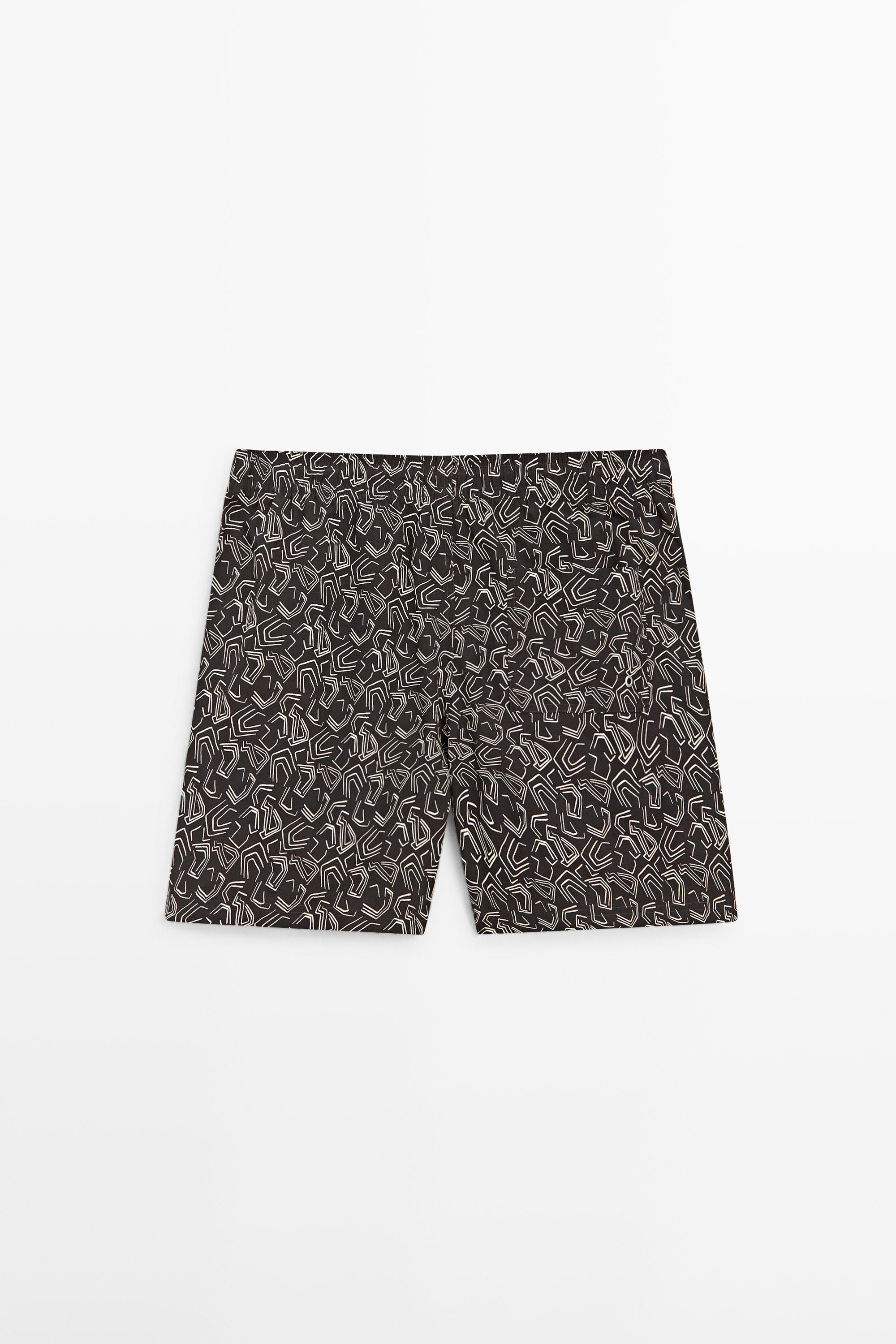 Abstract print swimsuit — BROWN