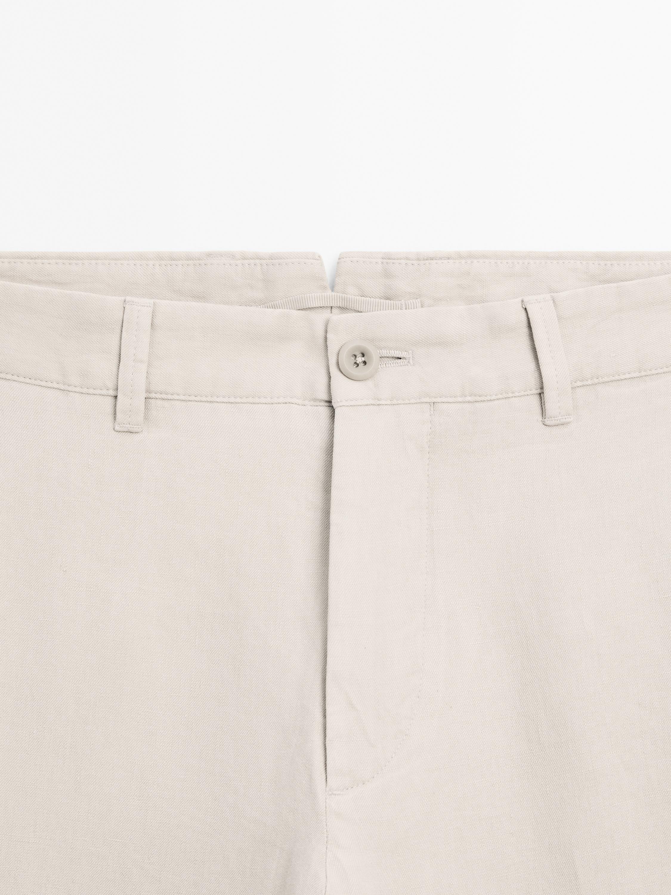 100% linen tapered fit trousers