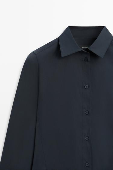 Cotton blend poplin shirt — NAVY BLUE 9