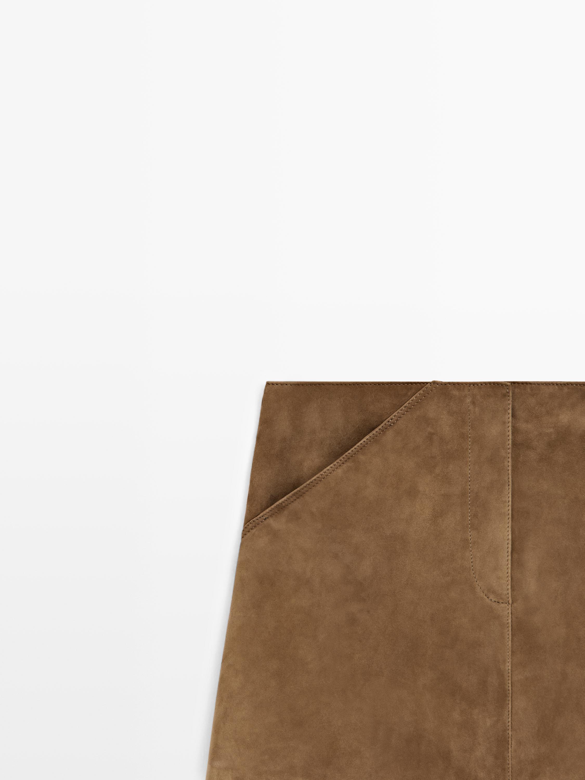 Suede leather mini skirt — Washed