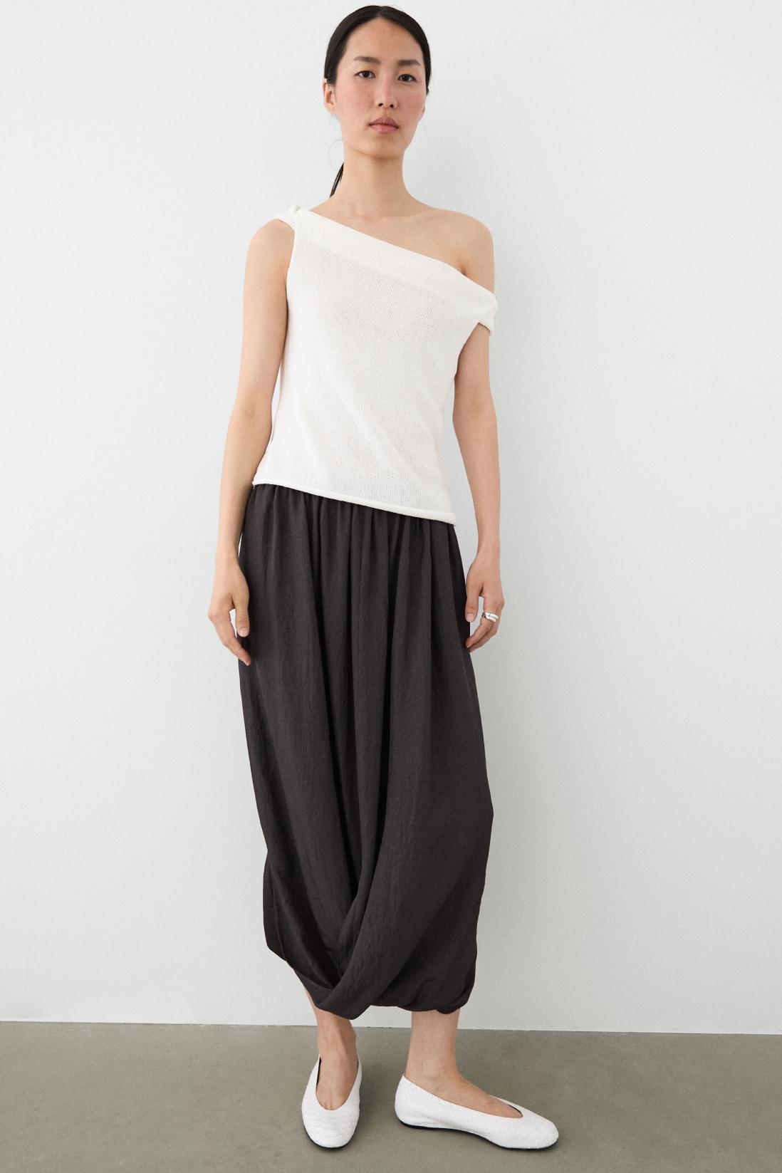 Ribbed knit bandeau top — CREAM