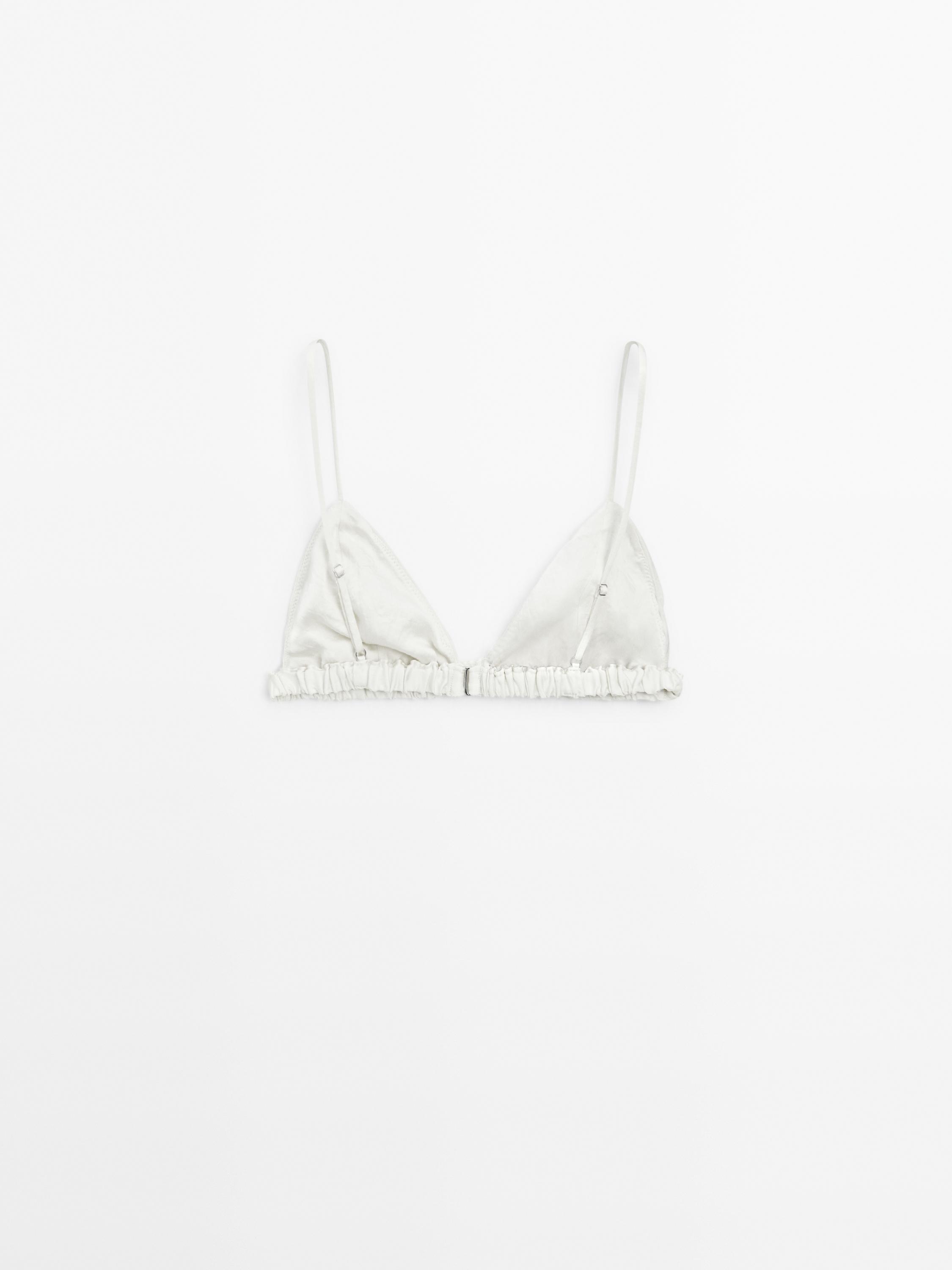 Satin triangle bra with elasticated detail - STUDIO